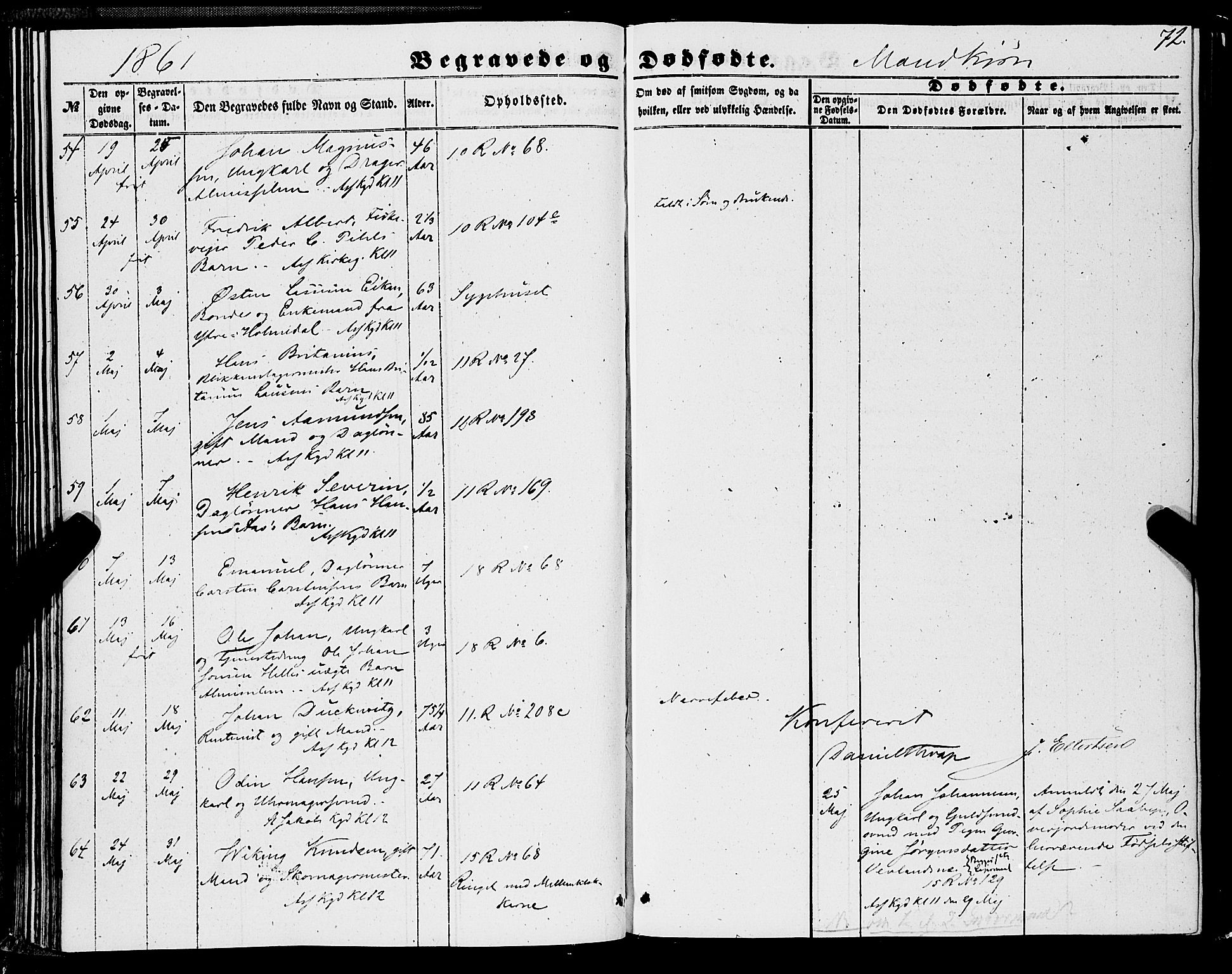 Domkirken sokneprestembete, AV/SAB-A-74801/H/Haa/L0041: Parish register (official) no. E 2, 1853-1863, p. 72