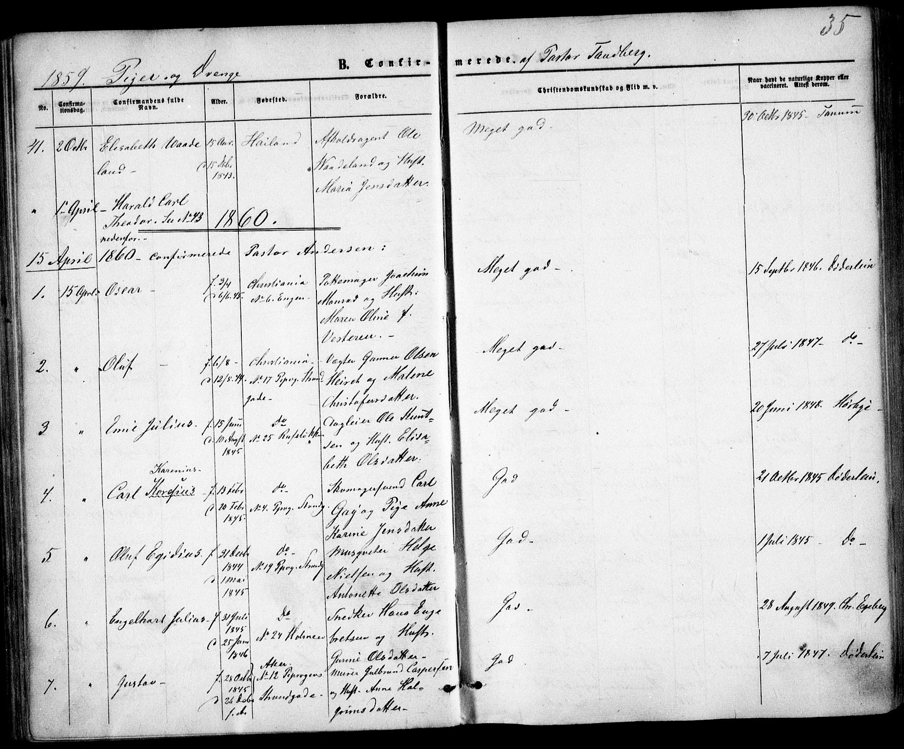 Trefoldighet prestekontor Kirkebøker, AV/SAO-A-10882/F/Fb/L0001: Parish register (official) no. II 1, 1858-1871, p. 35