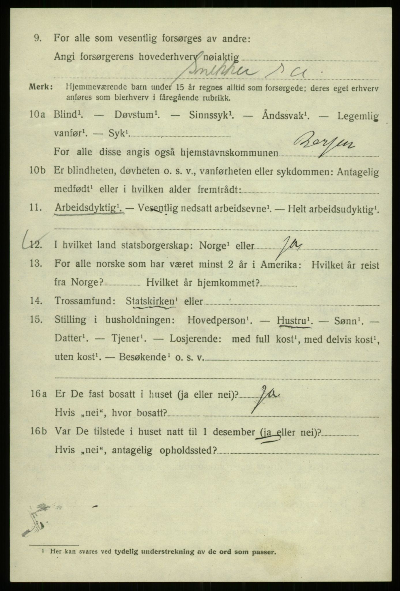 SAB, 1920 census for Bergen, 1920, p. 108538