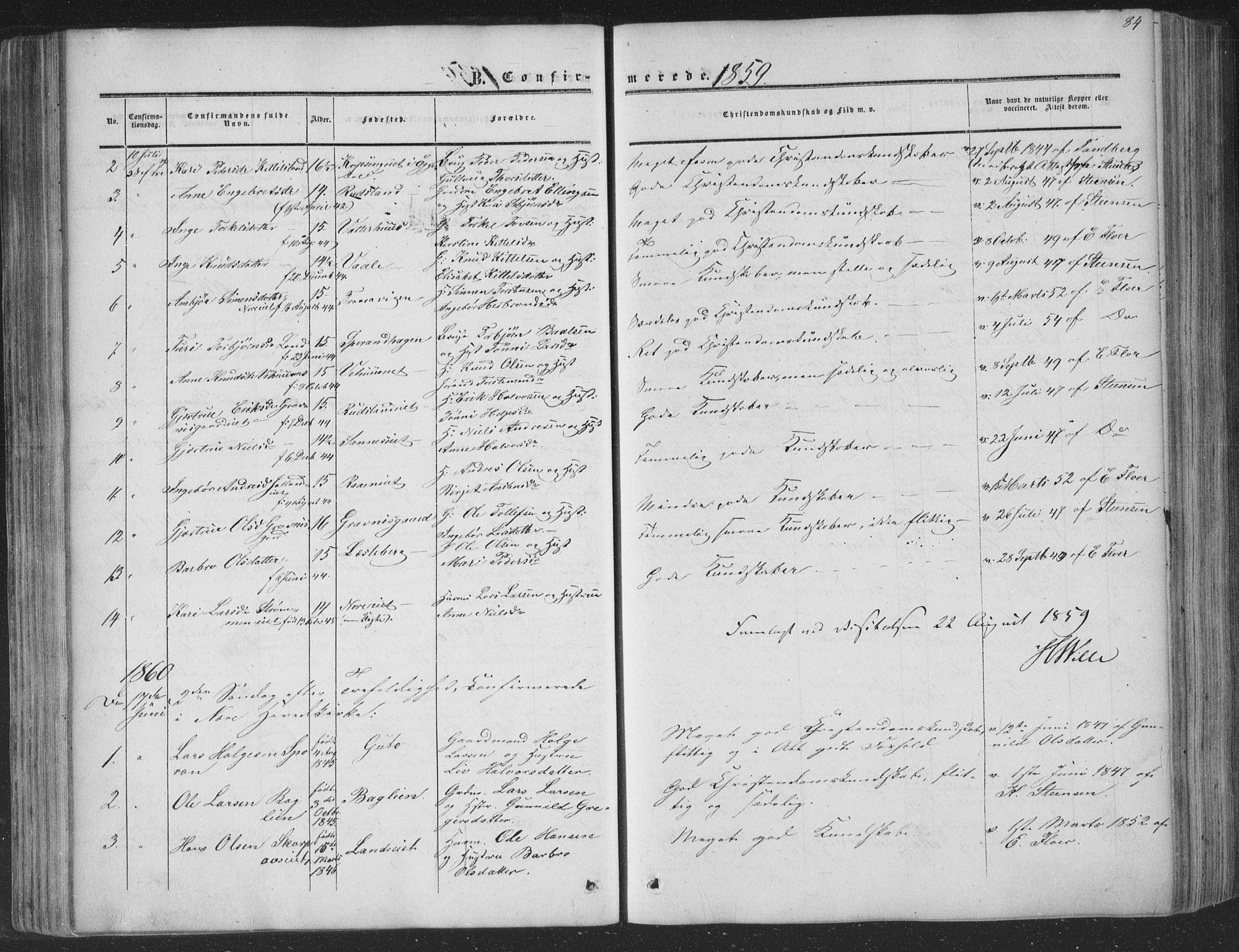 Nore kirkebøker, SAKO/A-238/F/Fa/L0002: Parish register (official) no. I 2, 1856-1871, p. 84