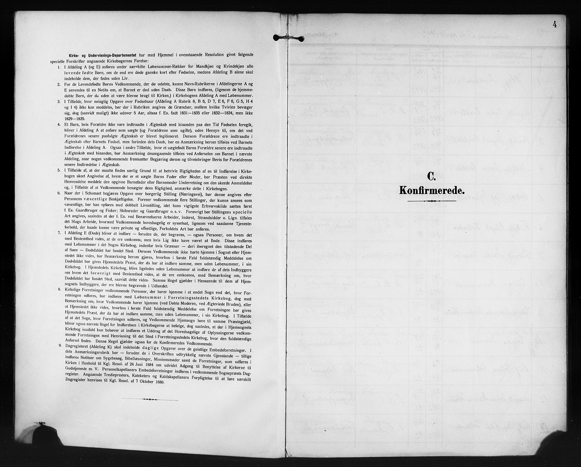 Korskirken sokneprestembete, SAB/A-76101/H/Haa/L0031: Parish register (official) no. C 7, 1907-1921, p. 4