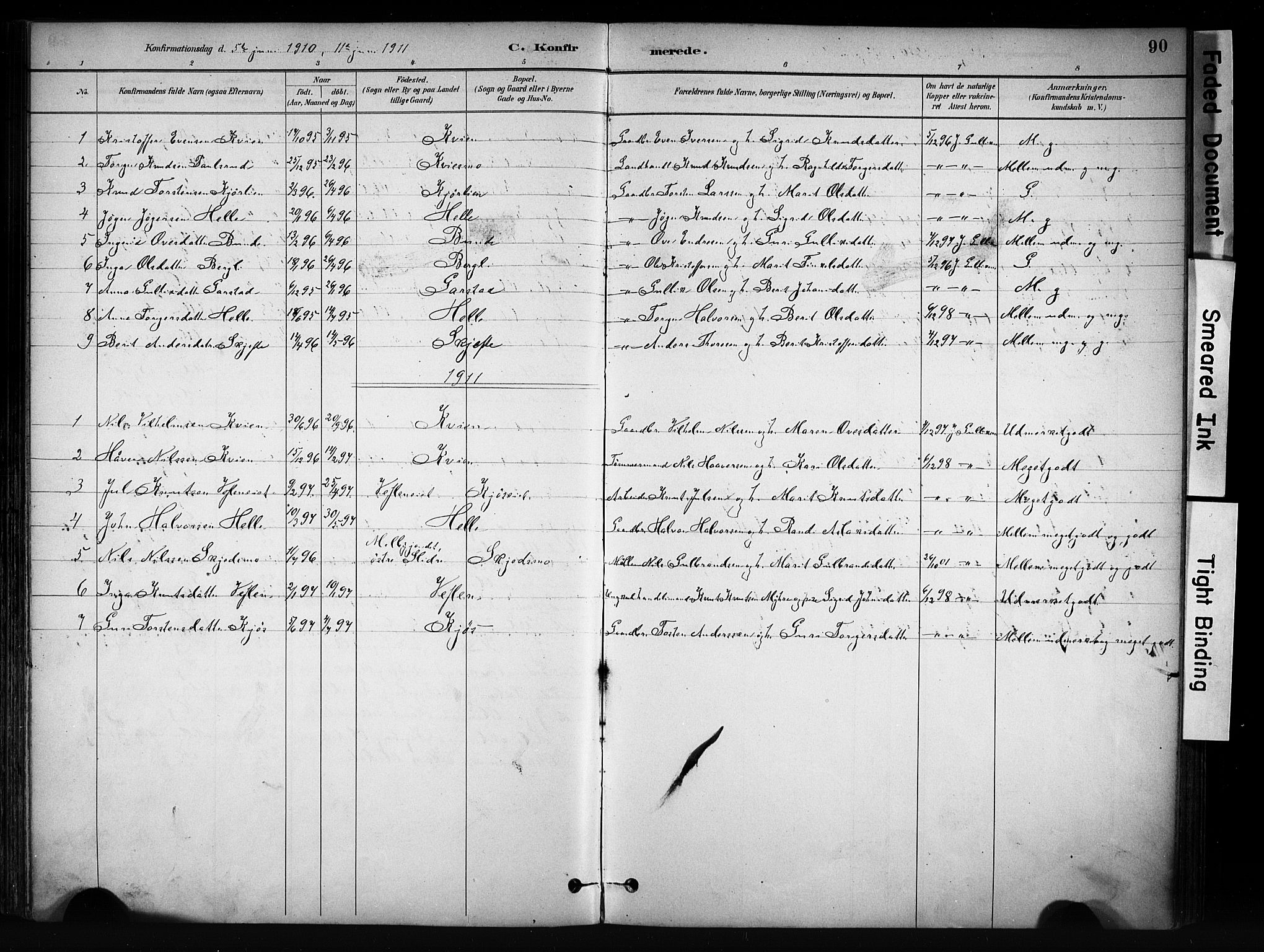 Vang prestekontor, Valdres, SAH/PREST-140/H/Ha/L0009: Parish register (official) no. 9, 1882-1914, p. 90