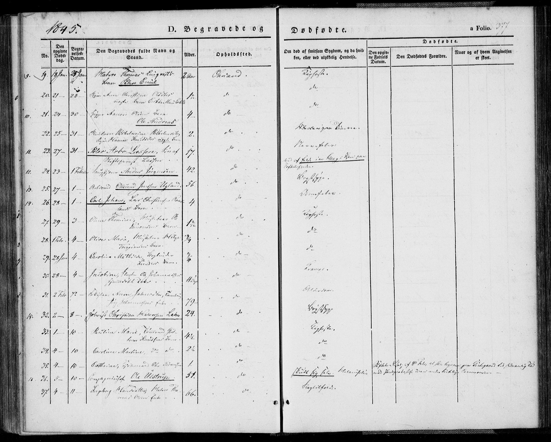 Kristiansand domprosti, AV/SAK-1112-0006/F/Fa/L0013: Parish register (official) no. A 13, 1842-1851, p. 377