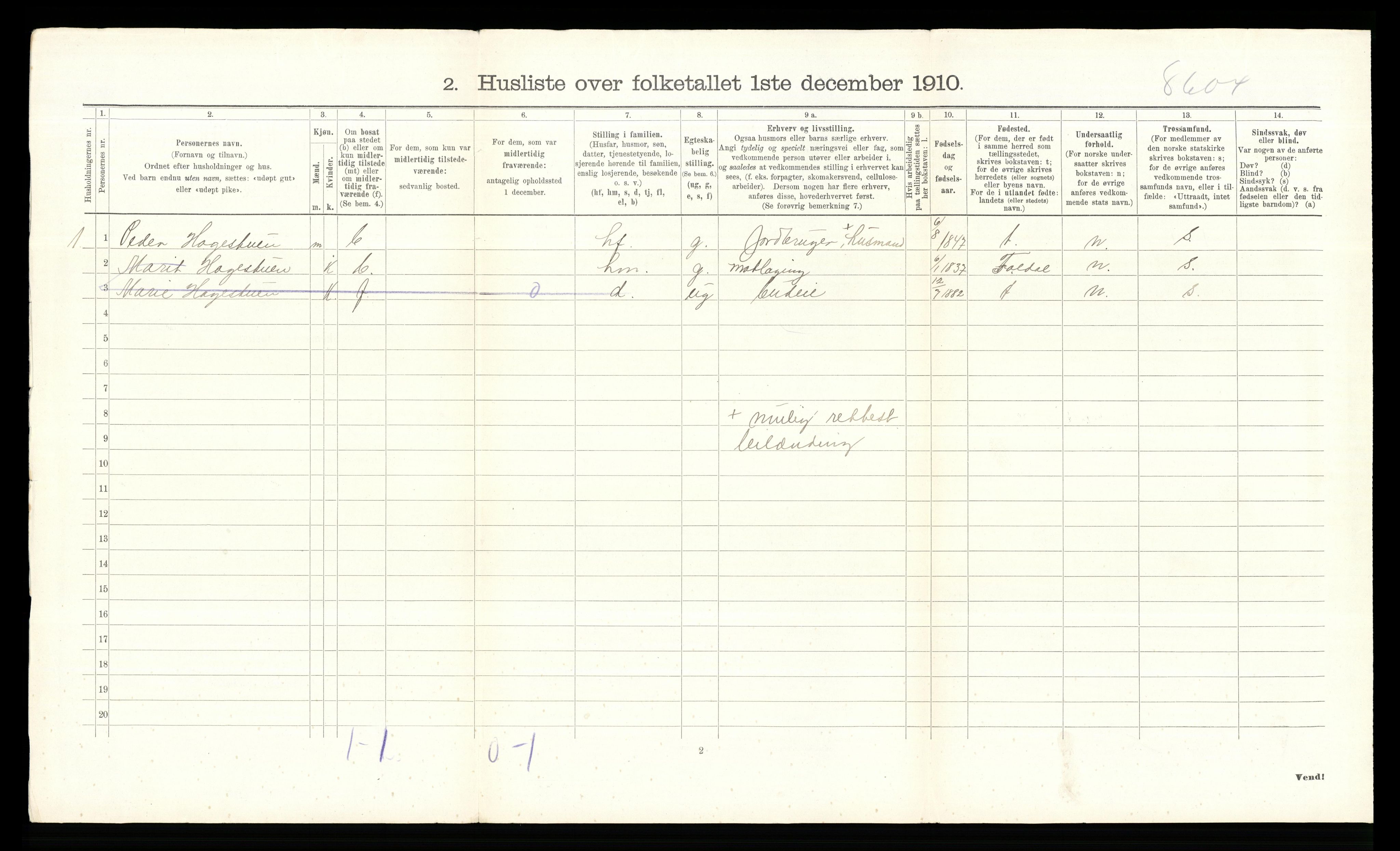 RA, 1910 census for Dovre, 1910, p. 552