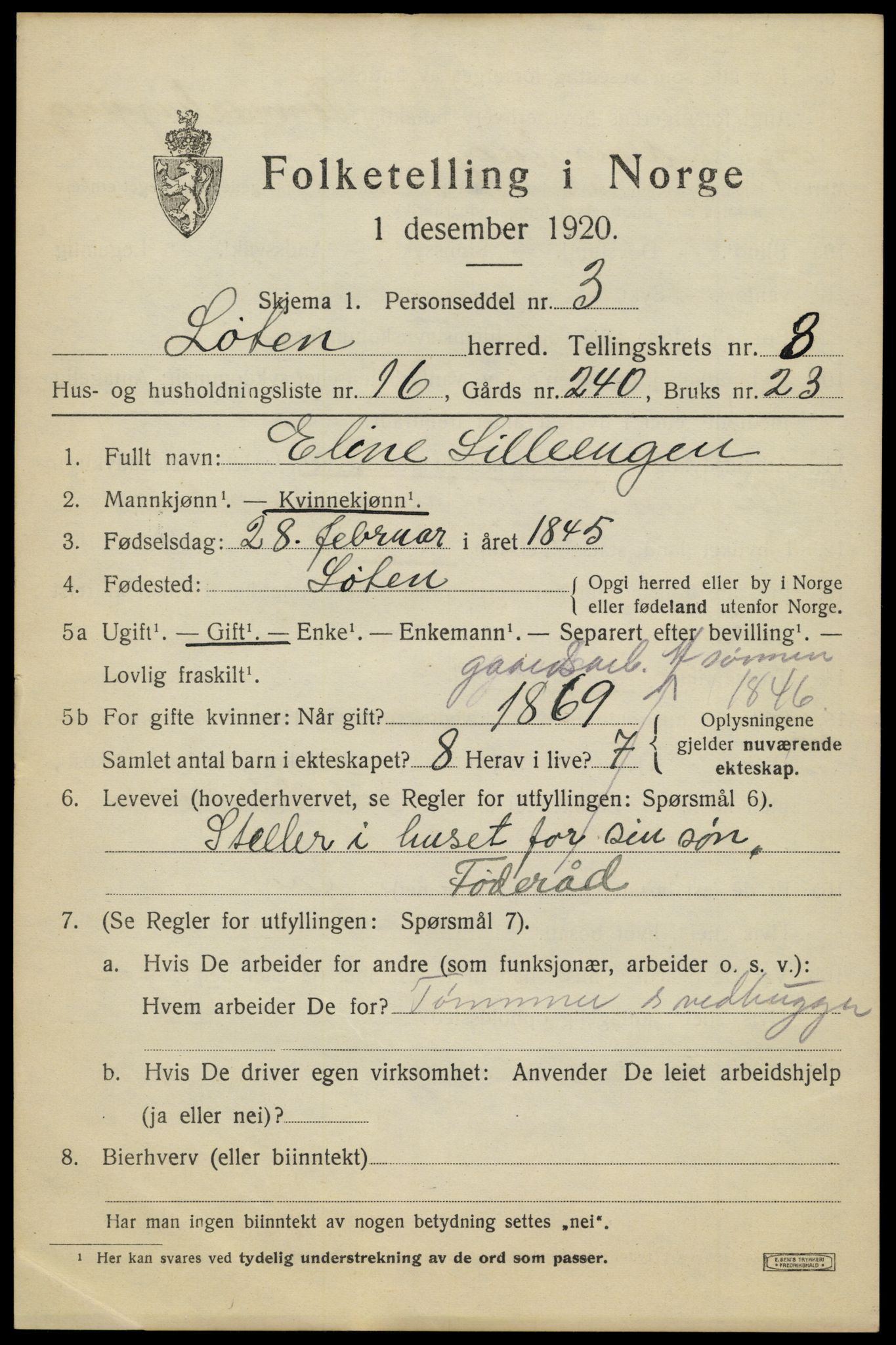 SAH, 1920 census for Løten, 1920, p. 14471