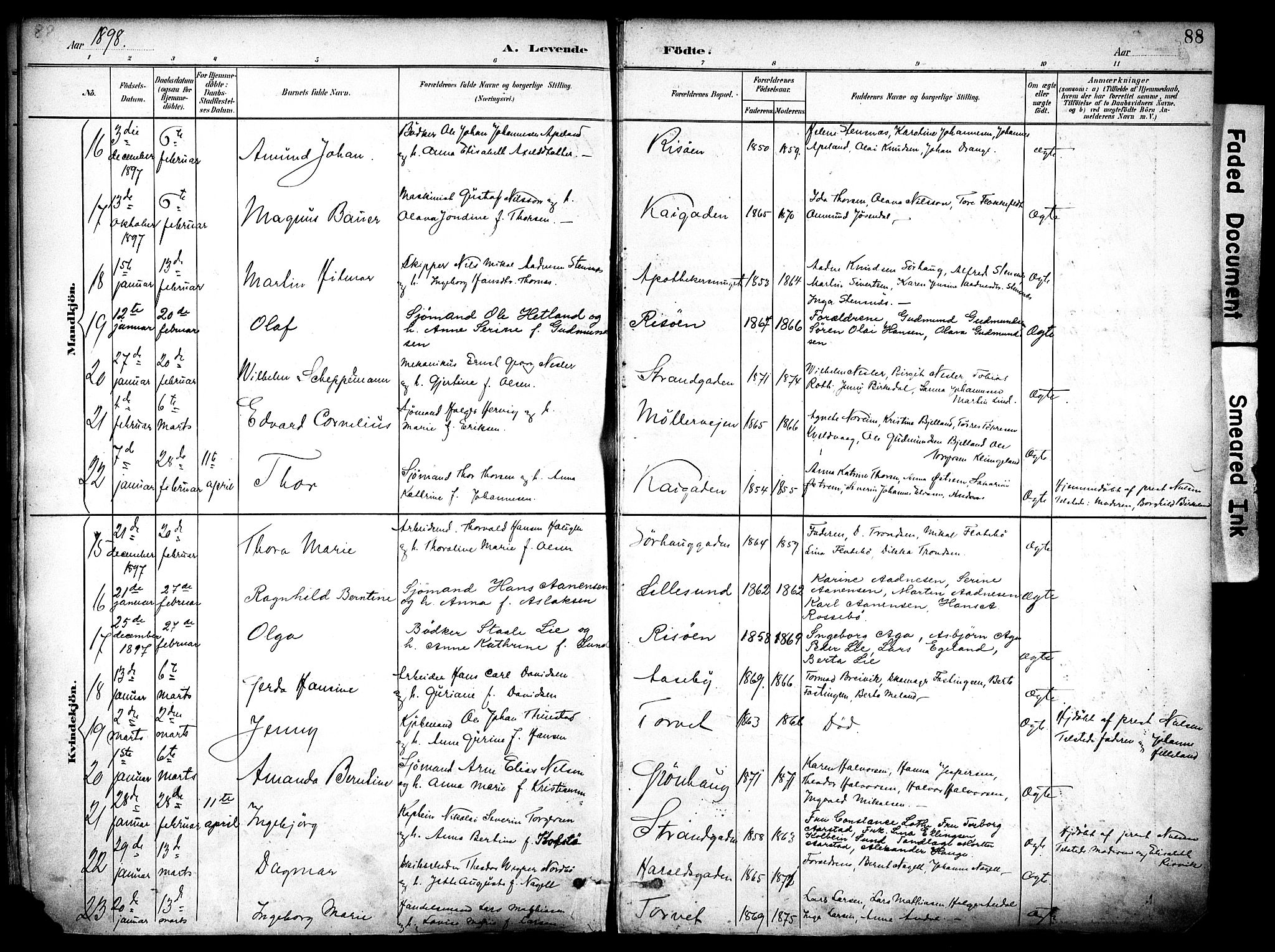 Haugesund sokneprestkontor, SAST/A -101863/H/Ha/Haa/L0006: Parish register (official) no. A 6, 1891-1907, p. 88