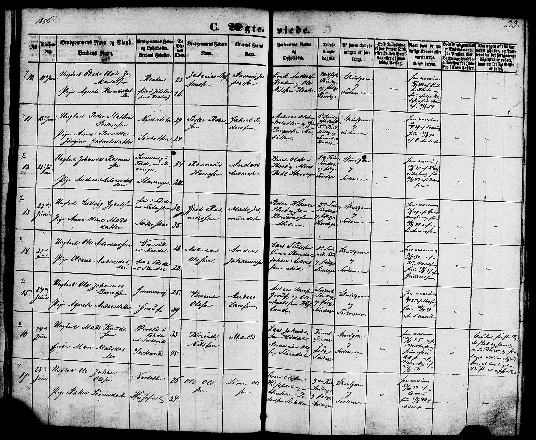 Kinn sokneprestembete, AV/SAB-A-80801/H/Haa/Haaa/L0010: Parish register (official) no. A 10, 1852-1869, p. 23