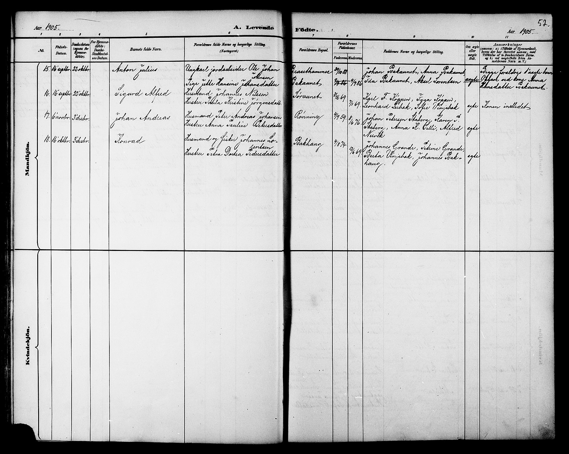 Ministerialprotokoller, klokkerbøker og fødselsregistre - Nord-Trøndelag, AV/SAT-A-1458/733/L0327: Parish register (copy) no. 733C02, 1888-1918, p. 52