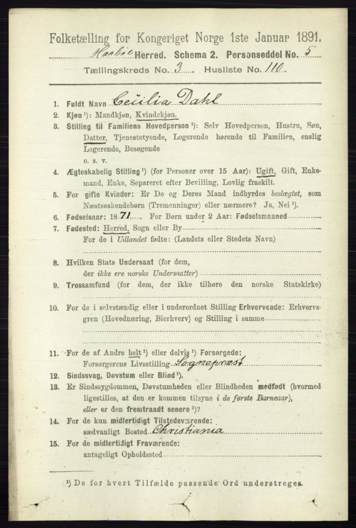 RA, 1891 census for 0138 Hobøl, 1891, p. 2274