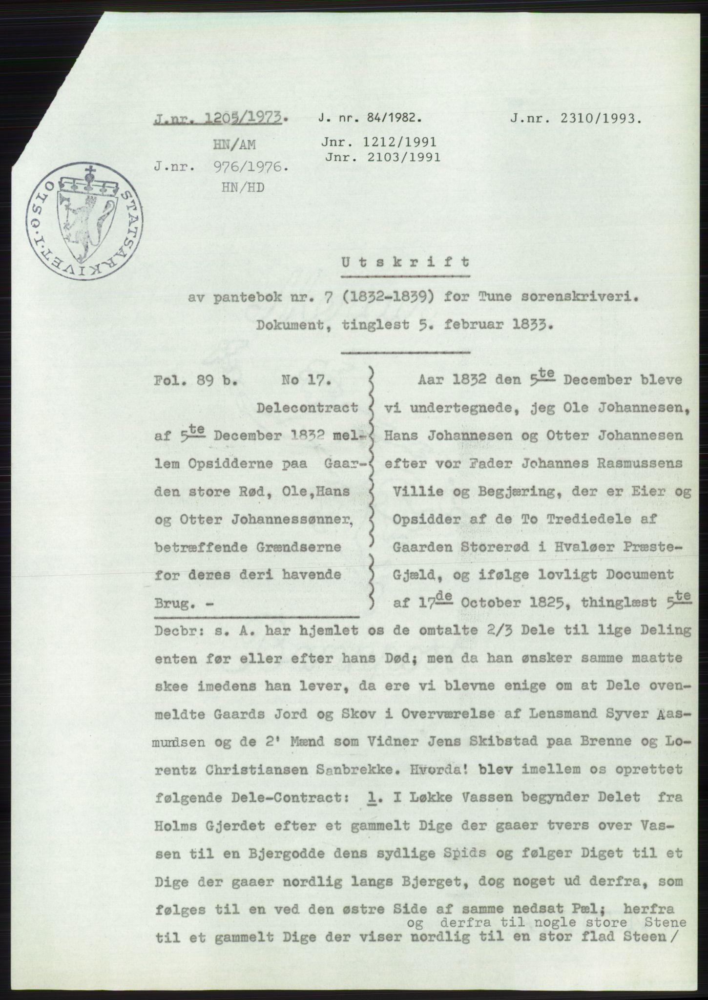 Statsarkivet i Oslo, AV/SAO-A-10621/Z/Zd/L0032: Avskrifter, j.nr 16-2349/1973, 1973, p. 240