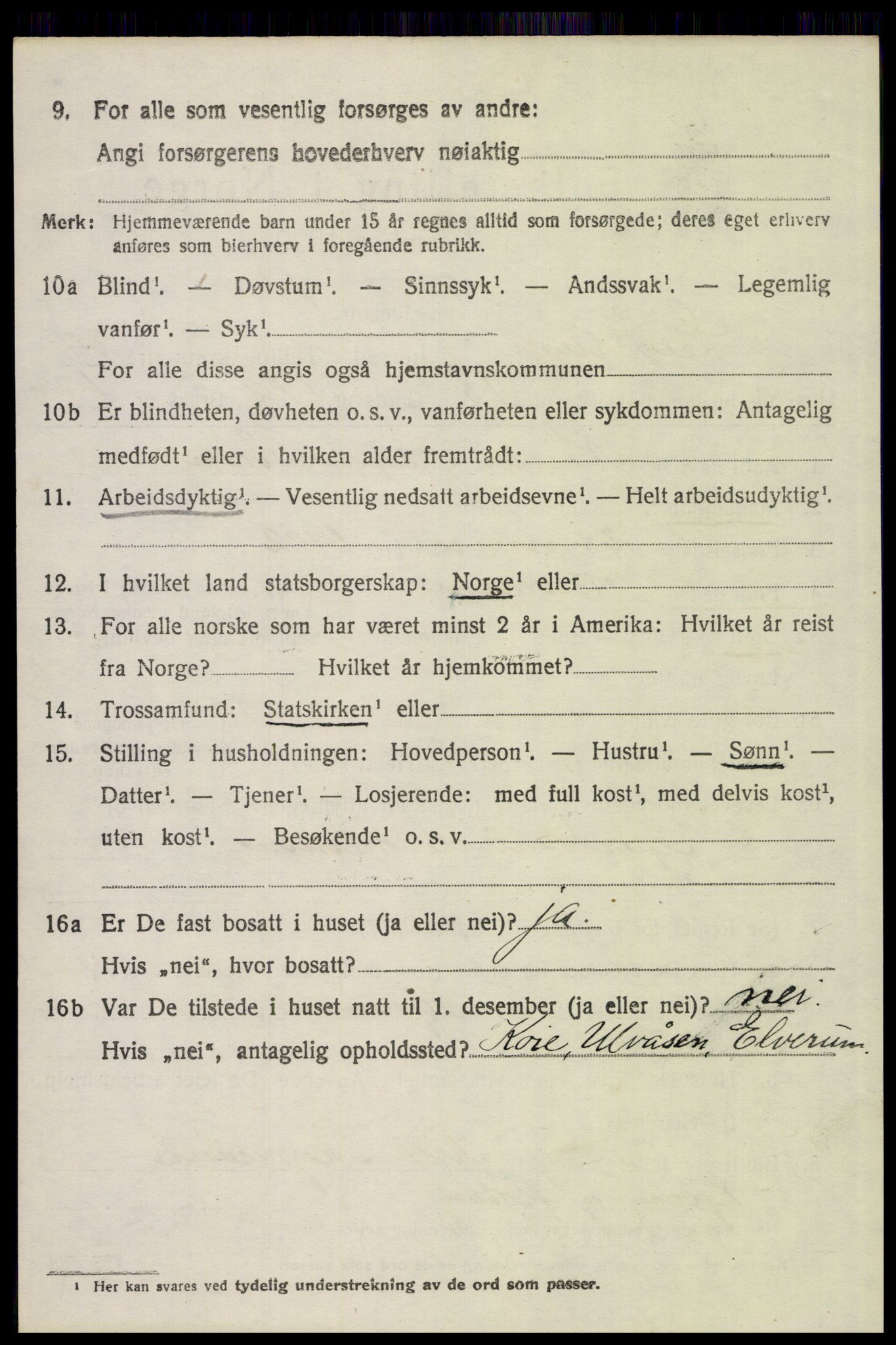 SAH, 1920 census for Elverum, 1920, p. 25721