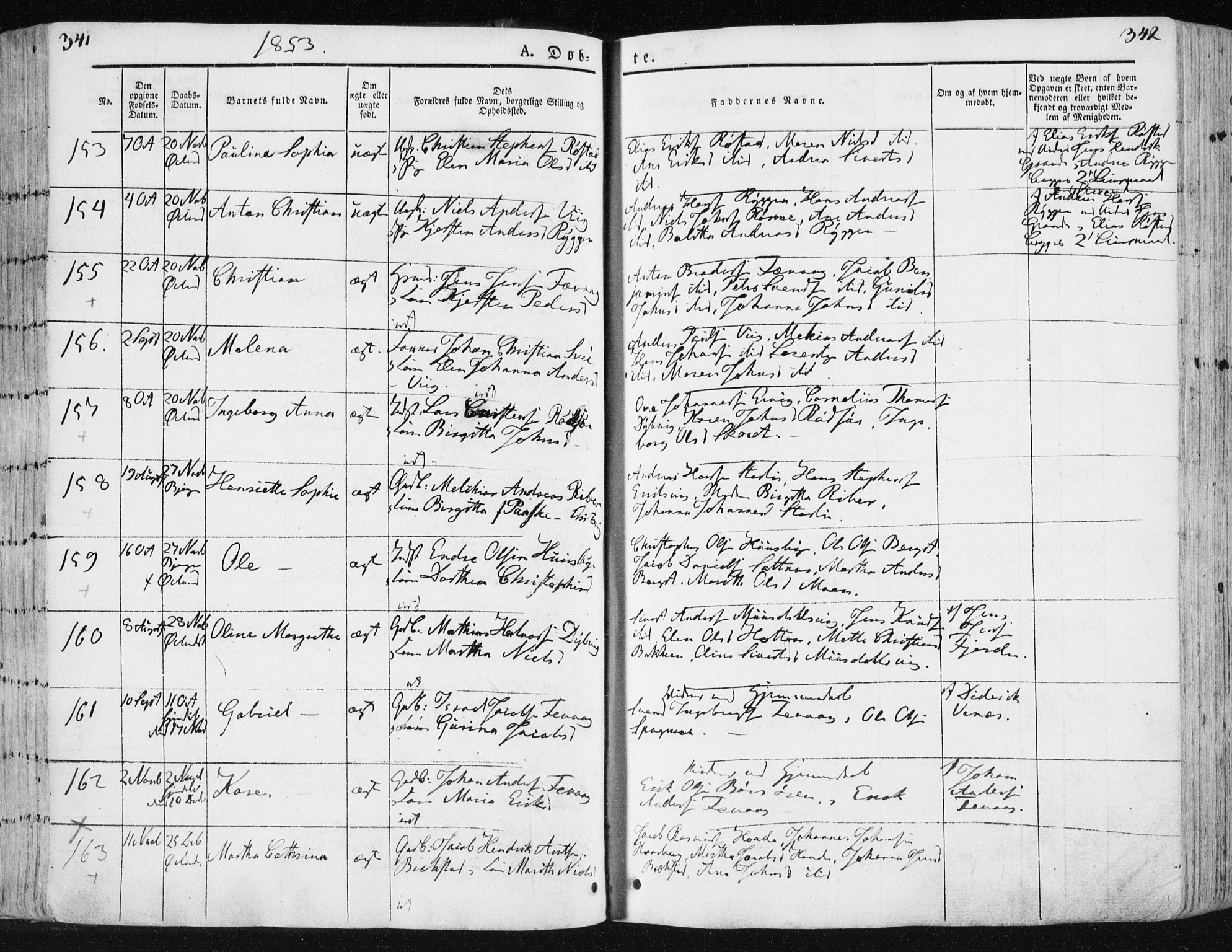 Ministerialprotokoller, klokkerbøker og fødselsregistre - Sør-Trøndelag, SAT/A-1456/659/L0736: Parish register (official) no. 659A06, 1842-1856, p. 341-342