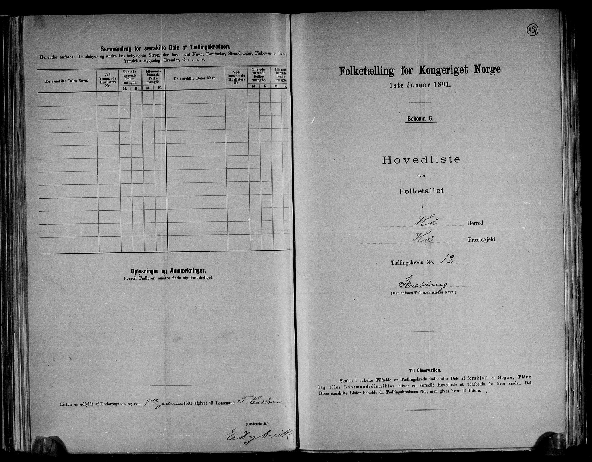 RA, 1891 census for 1119 Hå, 1891, p. 28