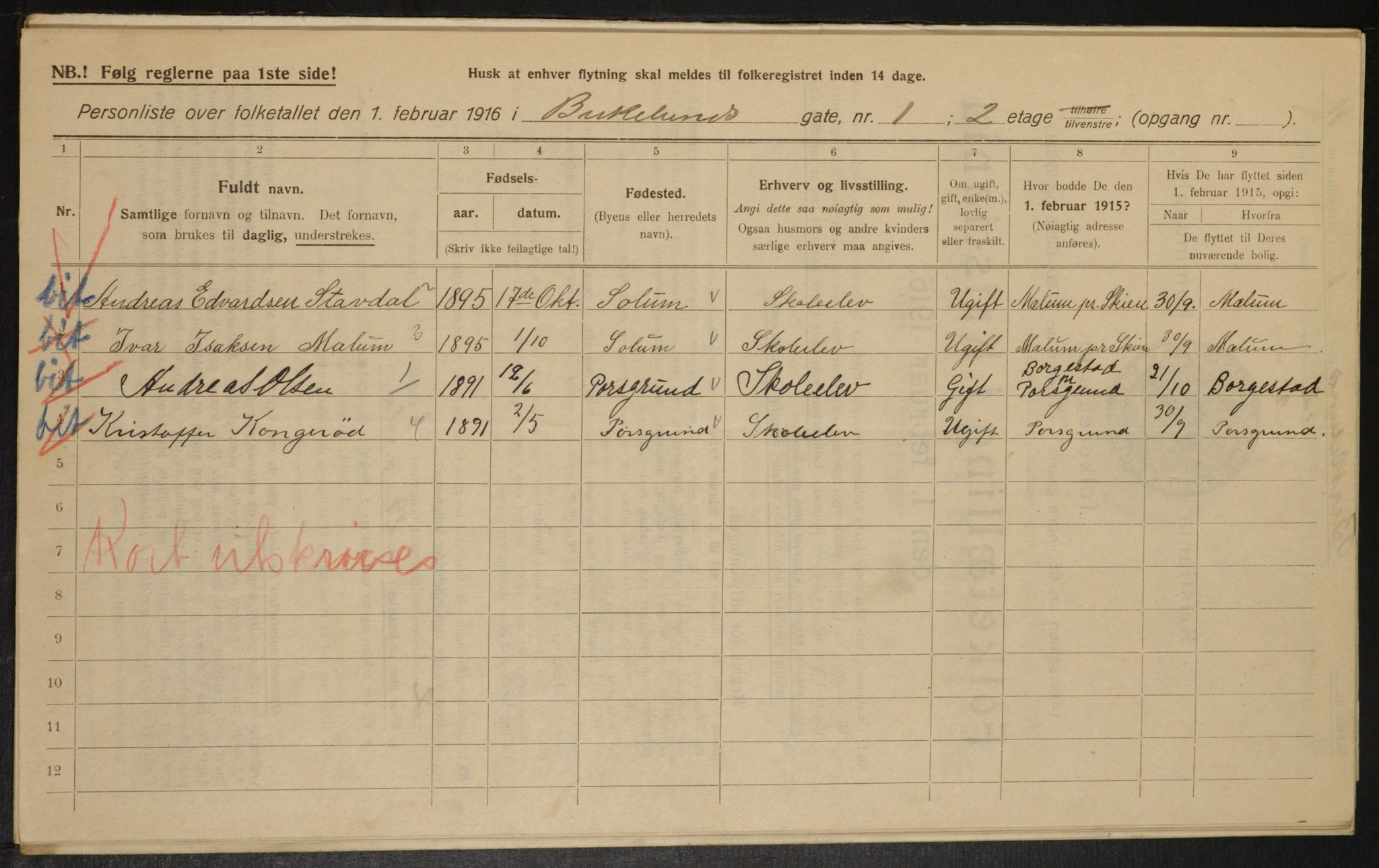 OBA, Municipal Census 1916 for Kristiania, 1916, p. 5106