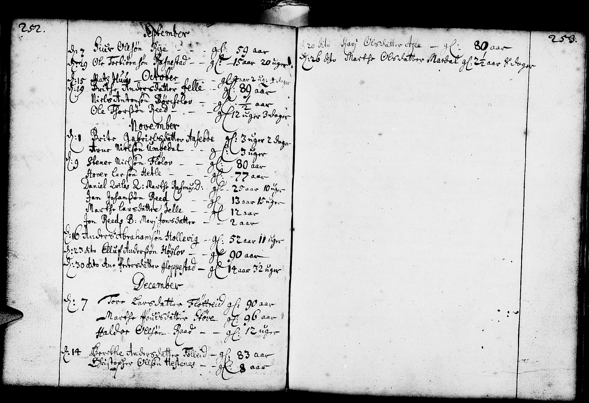 Gloppen sokneprestembete, AV/SAB-A-80101/H/Haa/Haaa/L0001: Parish register (official) no. A 1, 1686-1711, p. 252-253