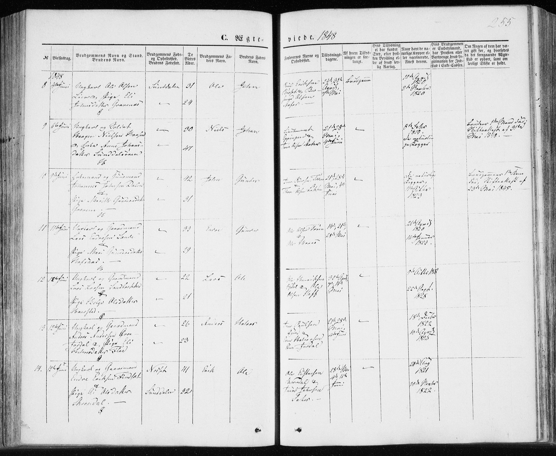 Ministerialprotokoller, klokkerbøker og fødselsregistre - Møre og Romsdal, AV/SAT-A-1454/590/L1013: Parish register (official) no. 590A05, 1847-1877, p. 255