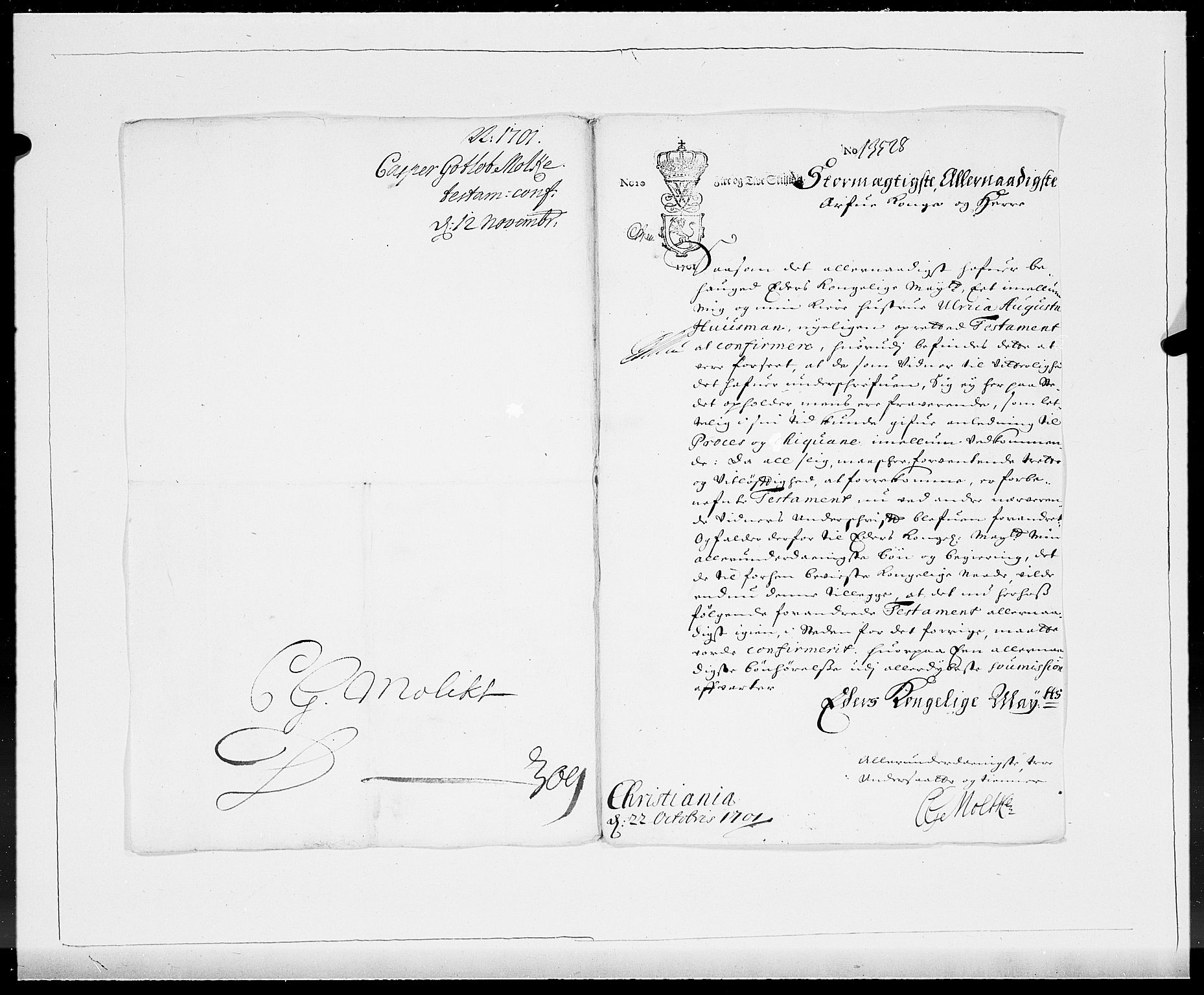 Danske Kanselli 1572-1799, AV/RA-EA-3023/F/Fc/Fcc/Fcca/L0052: Norske innlegg 1572-1799, 1701, p. 342