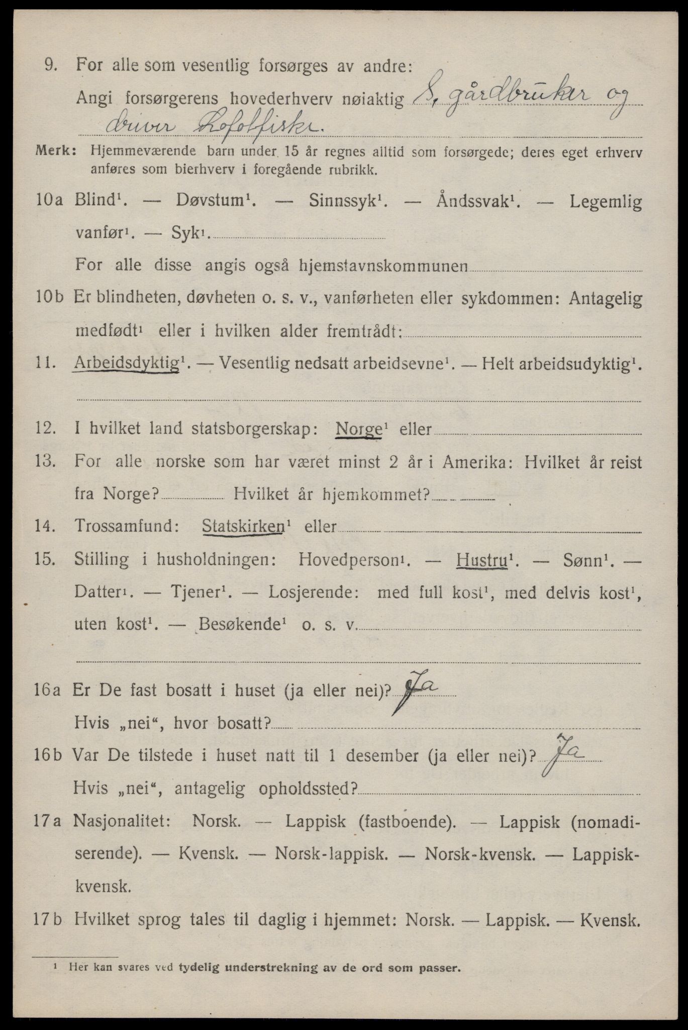 SAT, 1920 census for Flakstad, 1920, p. 2844