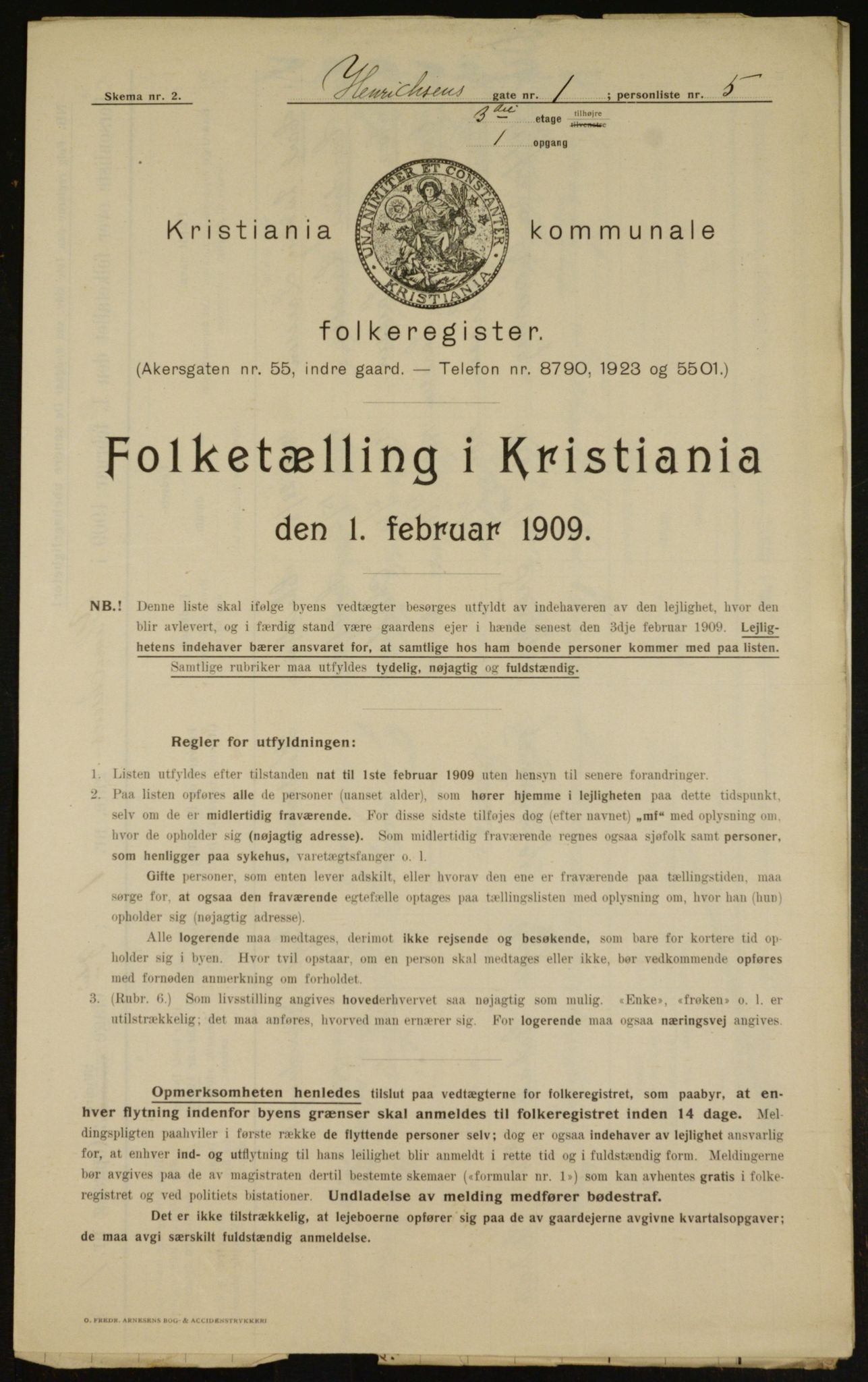 OBA, Municipal Census 1909 for Kristiania, 1909, p. 34923