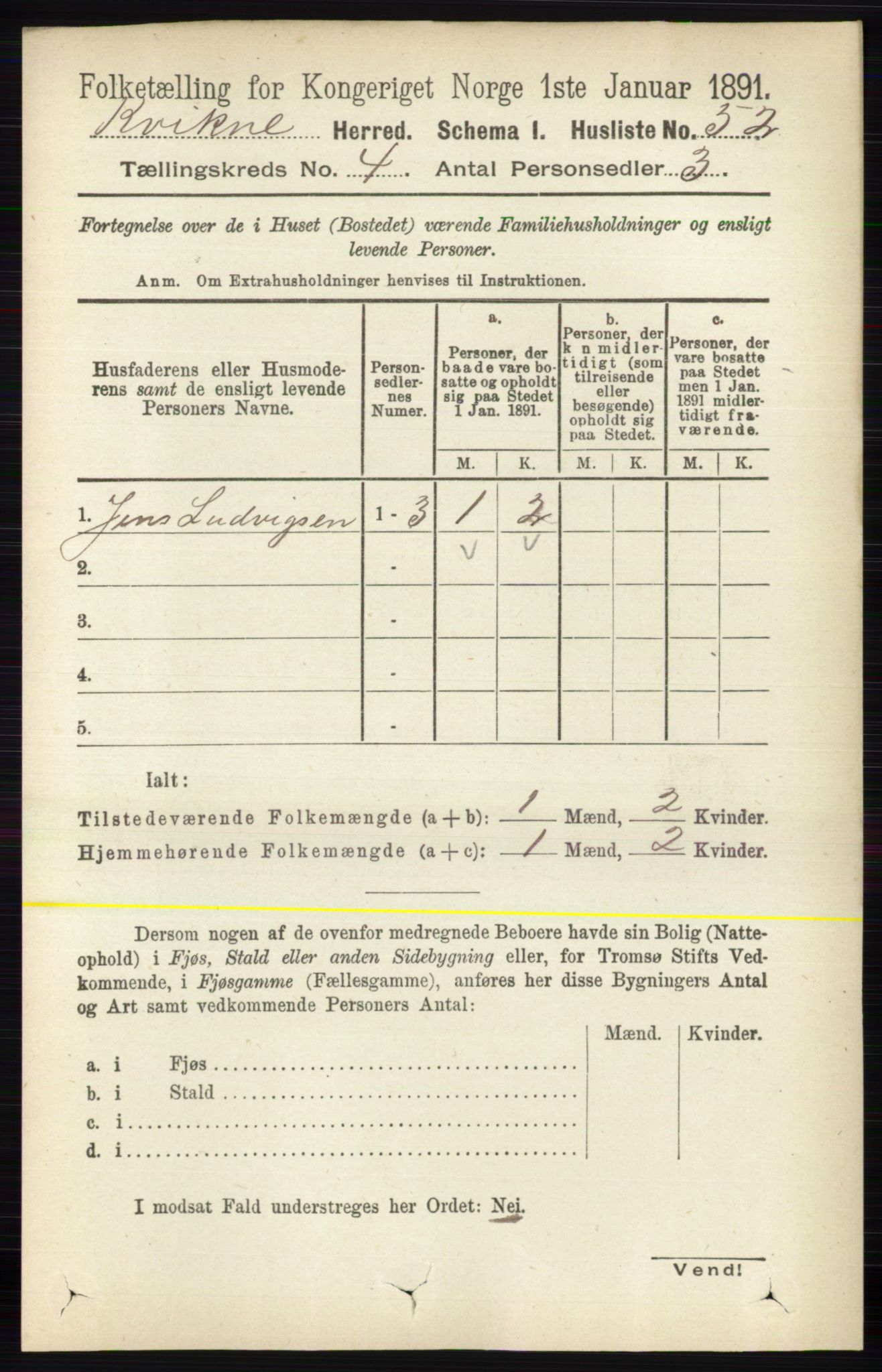 RA, 1891 census for 0440 Kvikne, 1891, p. 968