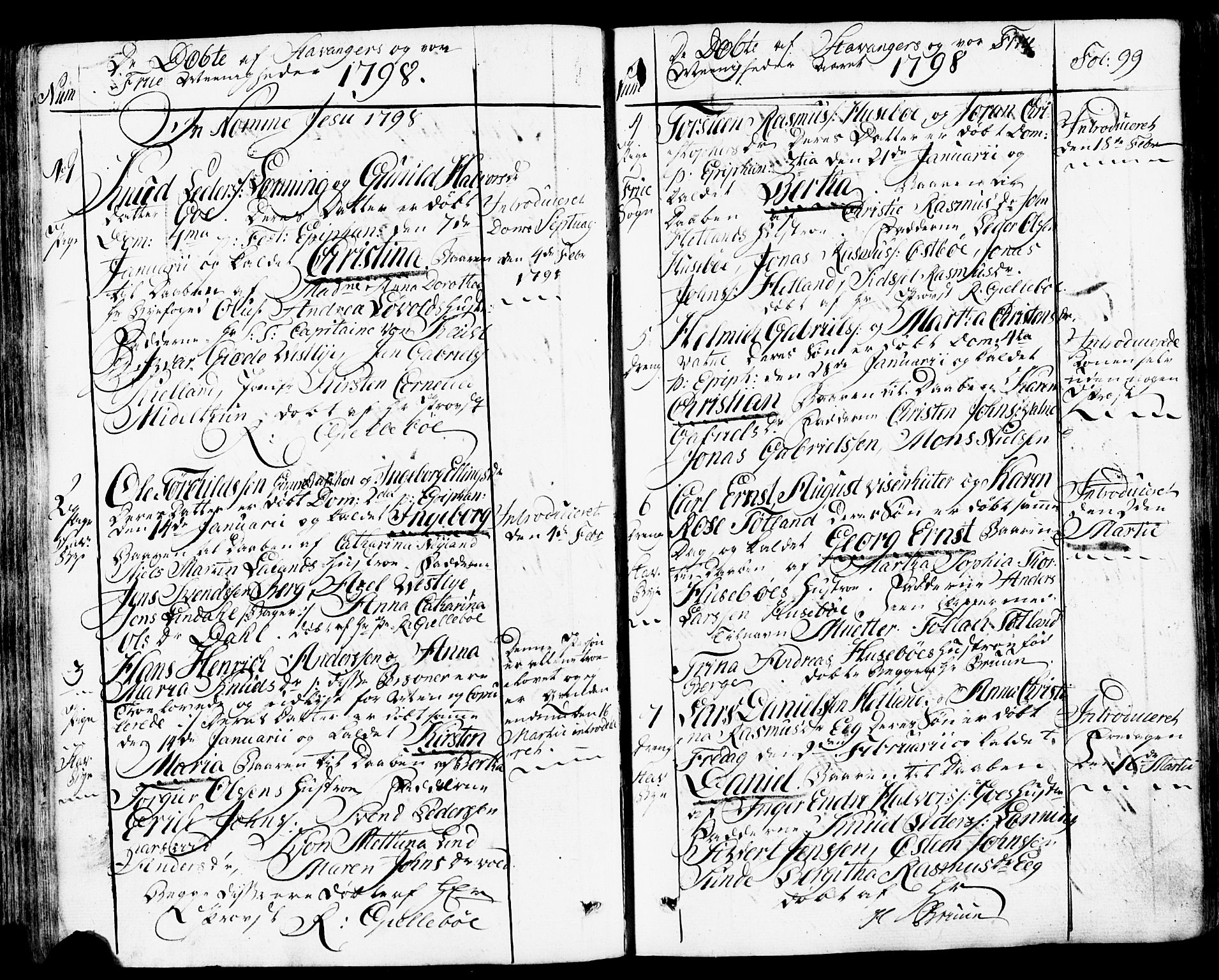 Domkirken sokneprestkontor, SAST/A-101812/001/30/30BB/L0007: Parish register (copy) no. B 7, 1791-1813, p. 99