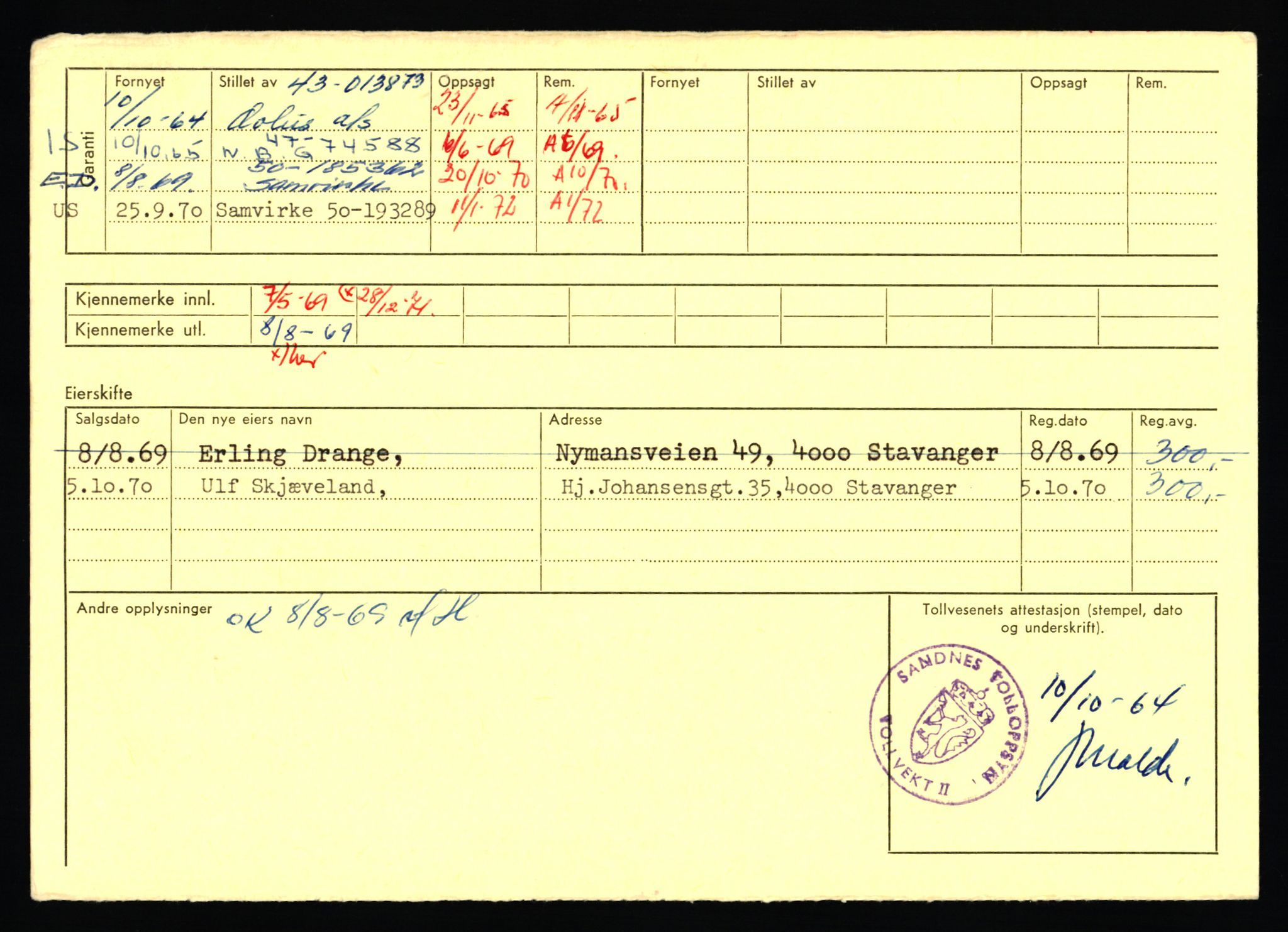 Stavanger trafikkstasjon, AV/SAST-A-101942/0/F/L0072: L-82200 - L-84099, 1930-1971, p. 1160