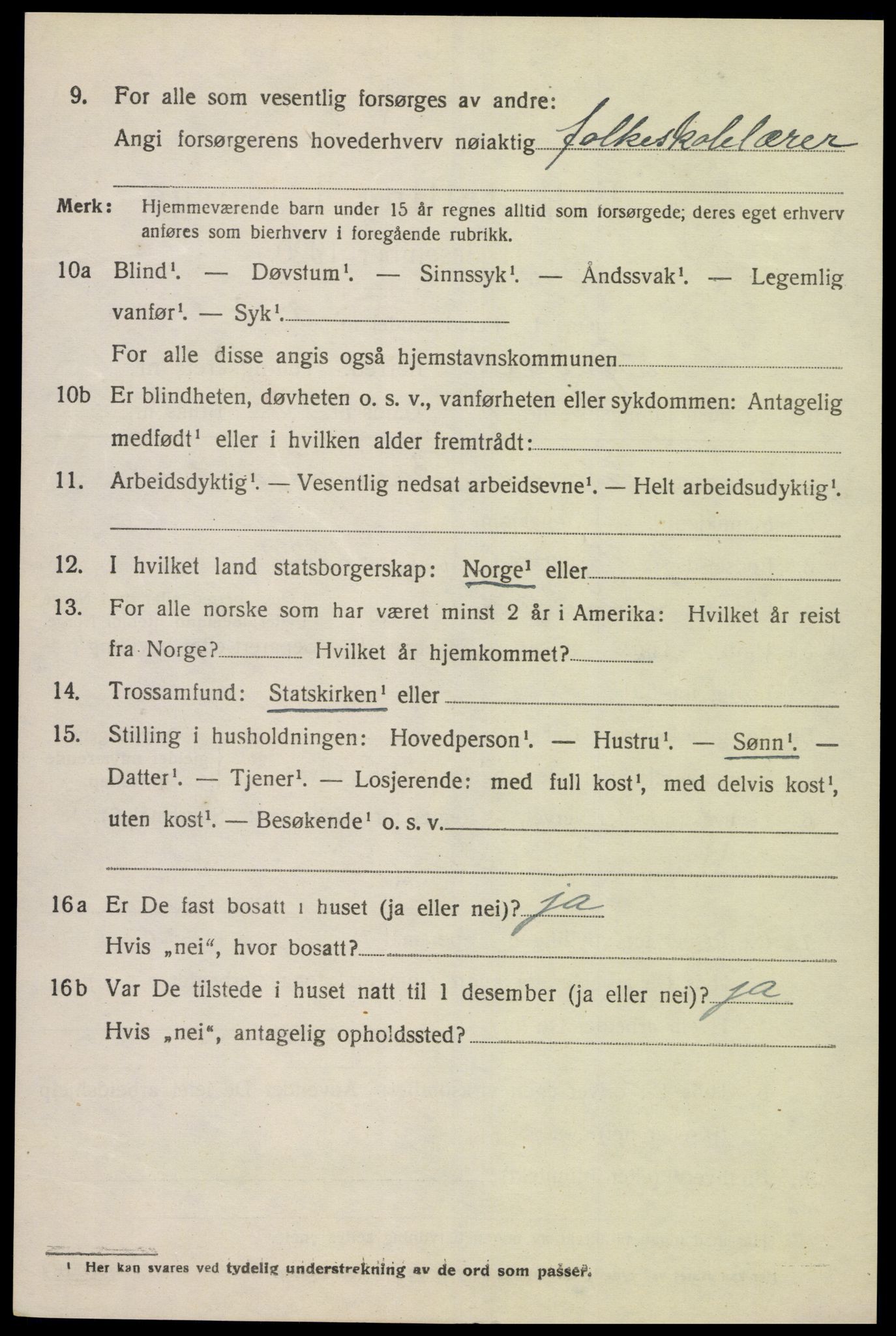 SAK, 1920 census for Lyngdal, 1920, p. 1332