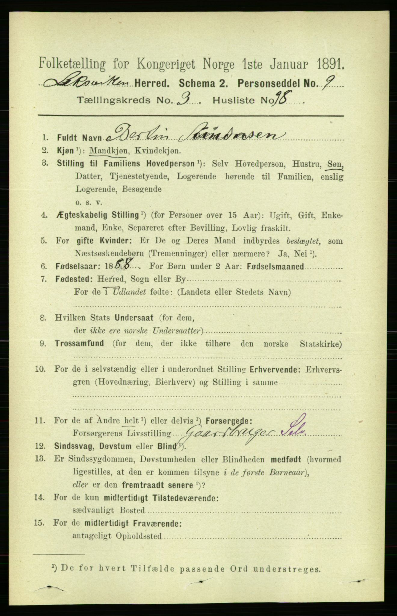 RA, 1891 census for 1718 Leksvik, 1891, p. 1787