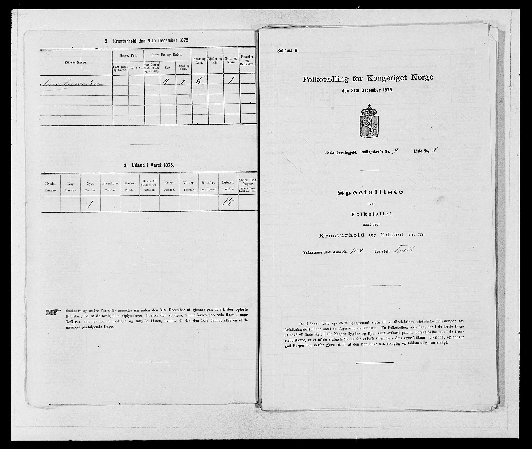 SAB, 1875 census for 1233P Ulvik, 1875, p. 1459