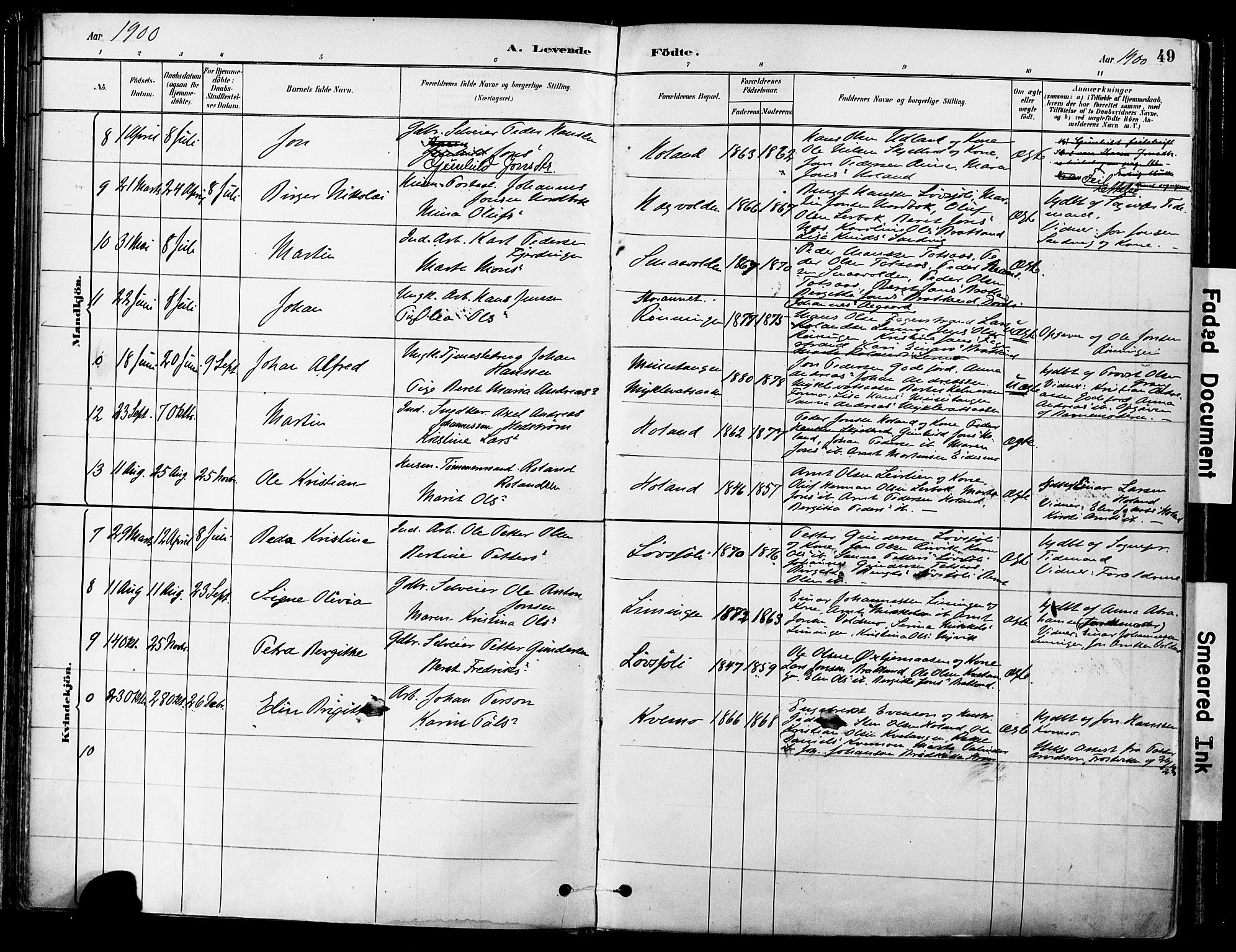 Ministerialprotokoller, klokkerbøker og fødselsregistre - Nord-Trøndelag, SAT/A-1458/755/L0494: Parish register (official) no. 755A03, 1882-1902, p. 49
