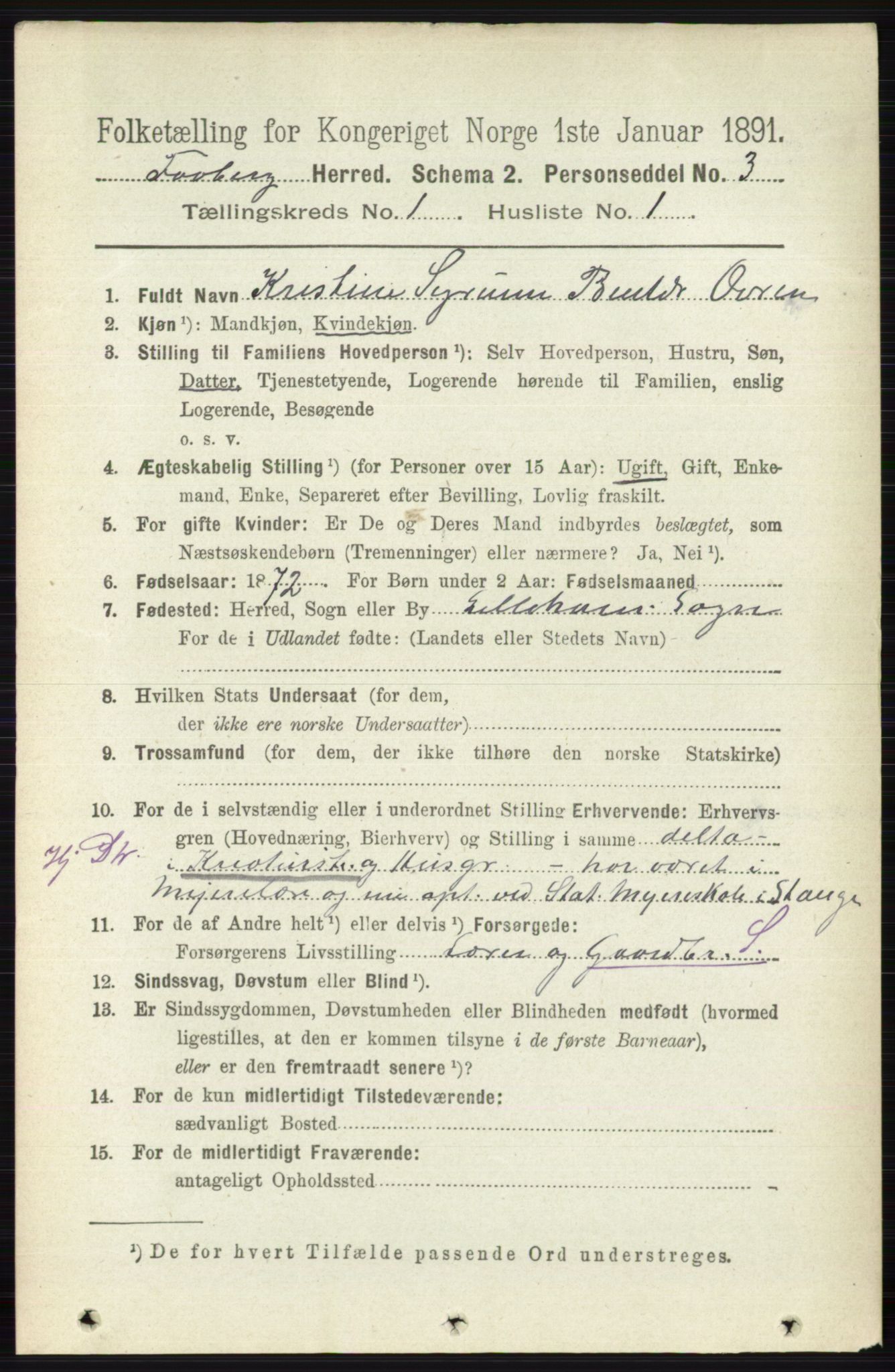 RA, 1891 census for 0524 Fåberg, 1891, p. 120