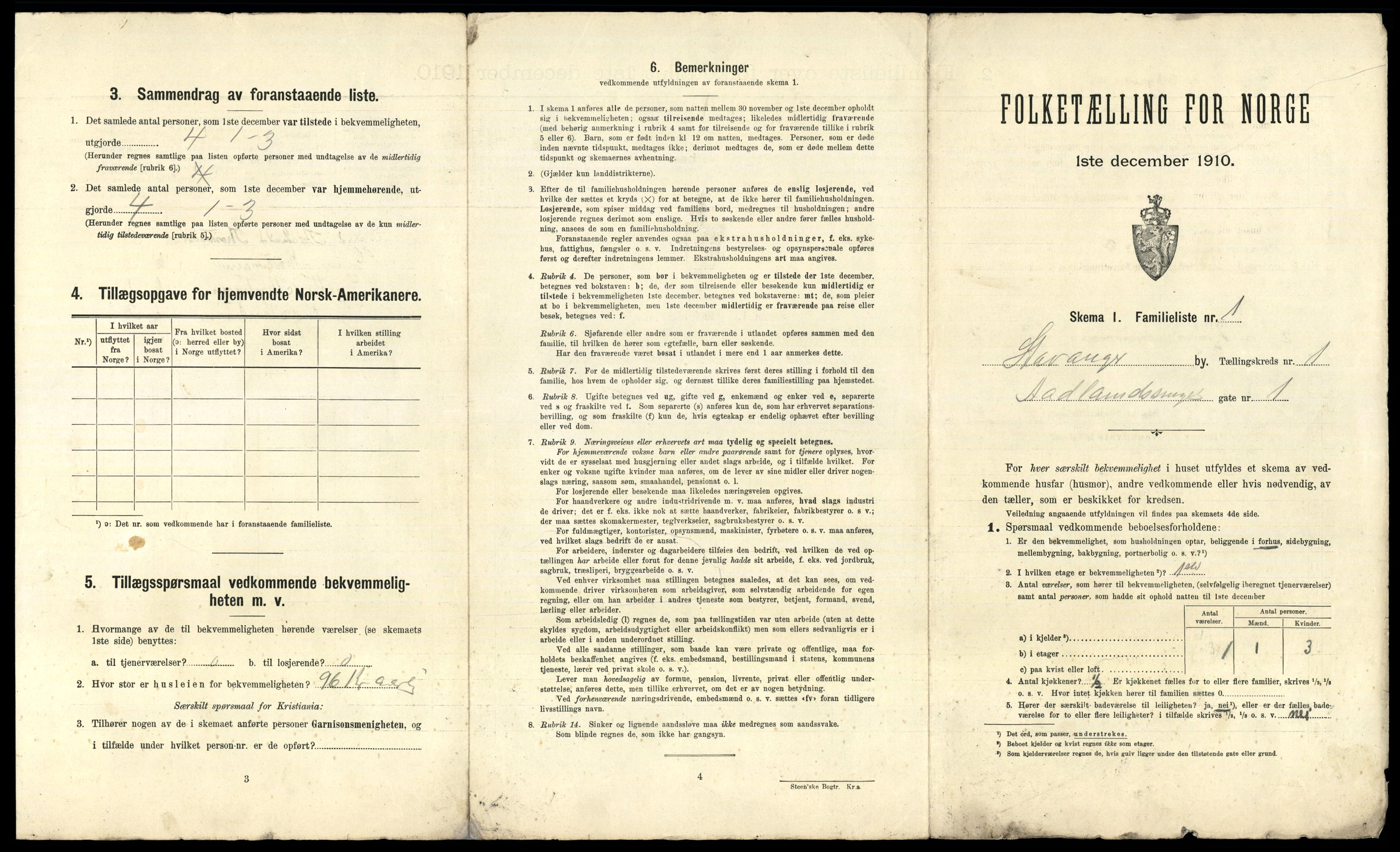 RA, 1910 census for Stavanger, 1910, p. 164