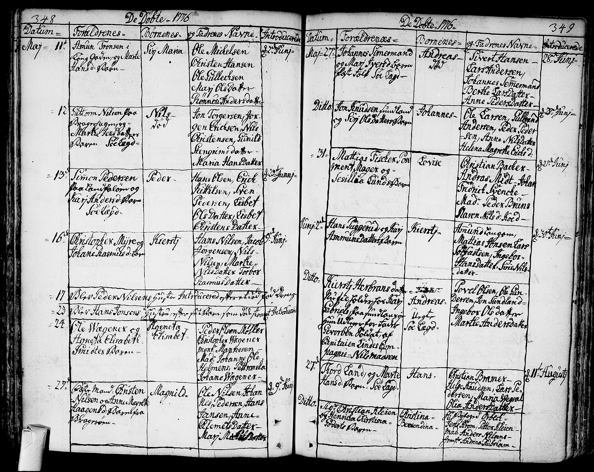 Bragernes kirkebøker, AV/SAKO-A-6/F/Fa/L0005: Parish register (official) no. I 5, 1759-1781, p. 348-349