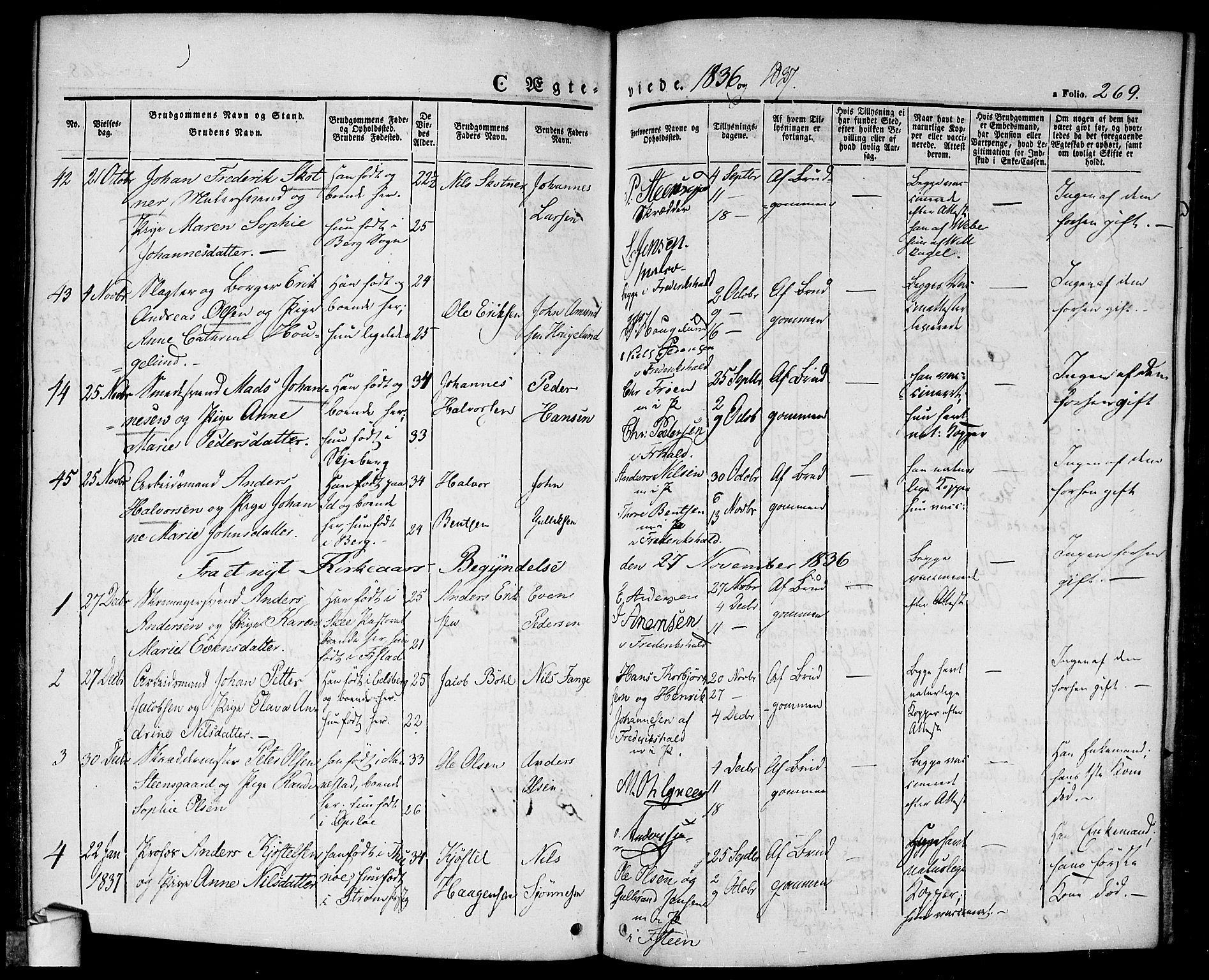 Halden prestekontor Kirkebøker, AV/SAO-A-10909/F/Fa/L0005: Parish register (official) no. I 5, 1834-1845, p. 269