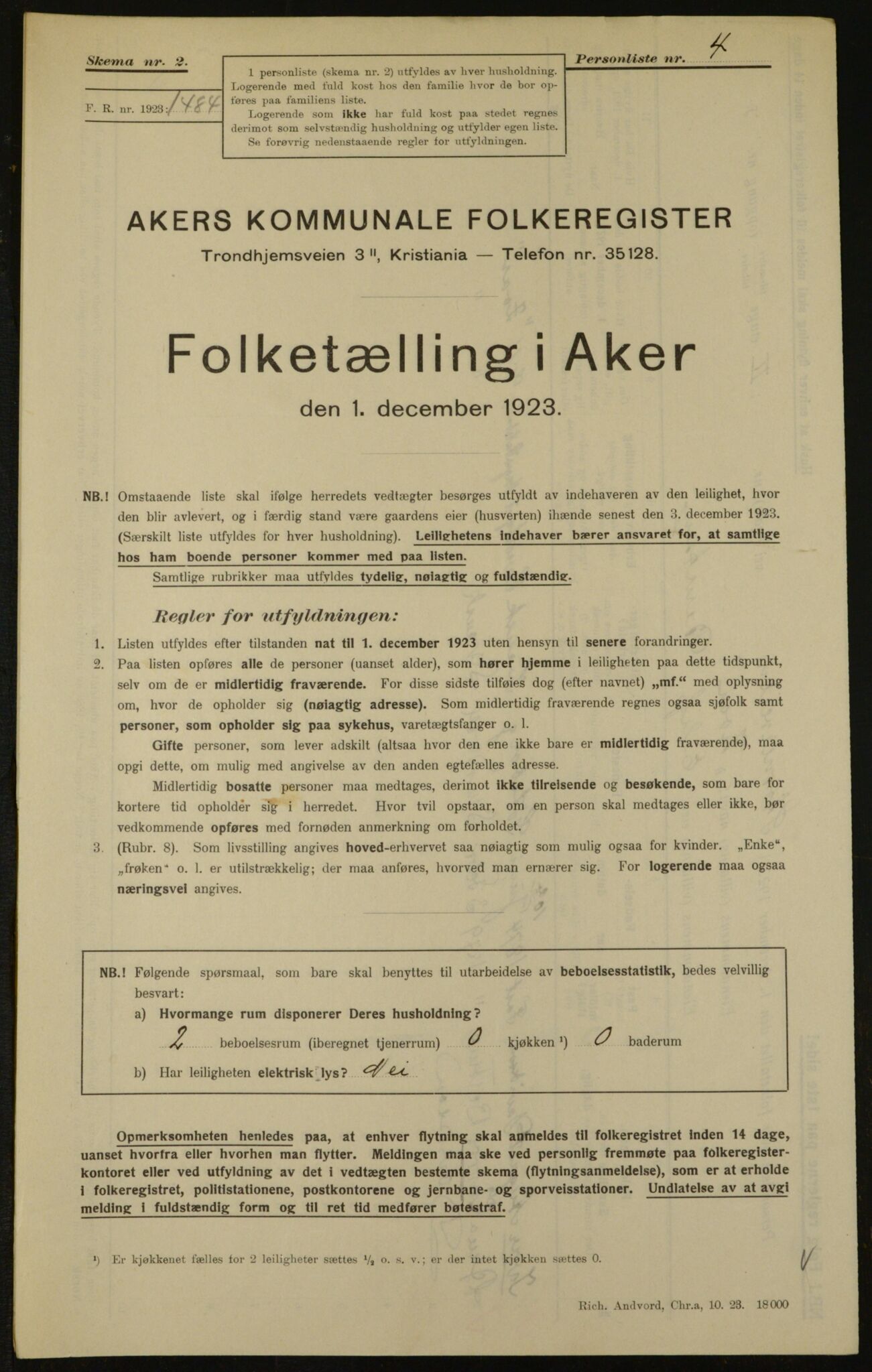 , Municipal Census 1923 for Aker, 1923, p. 31688