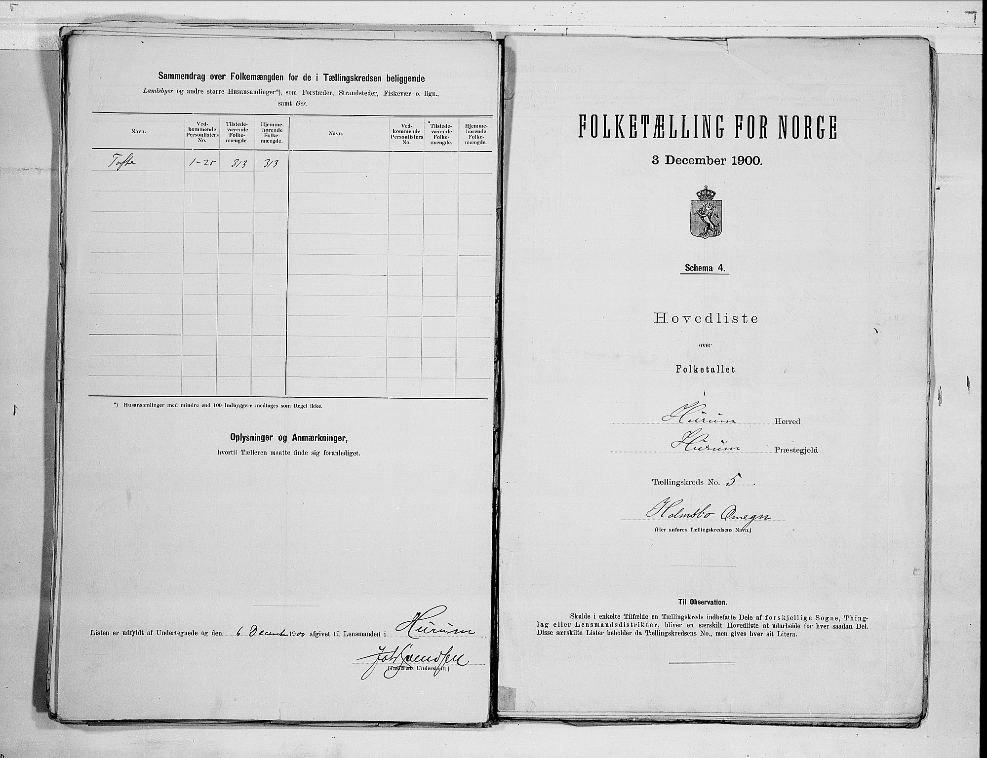 RA, 1900 census for Hurum, 1900, p. 12