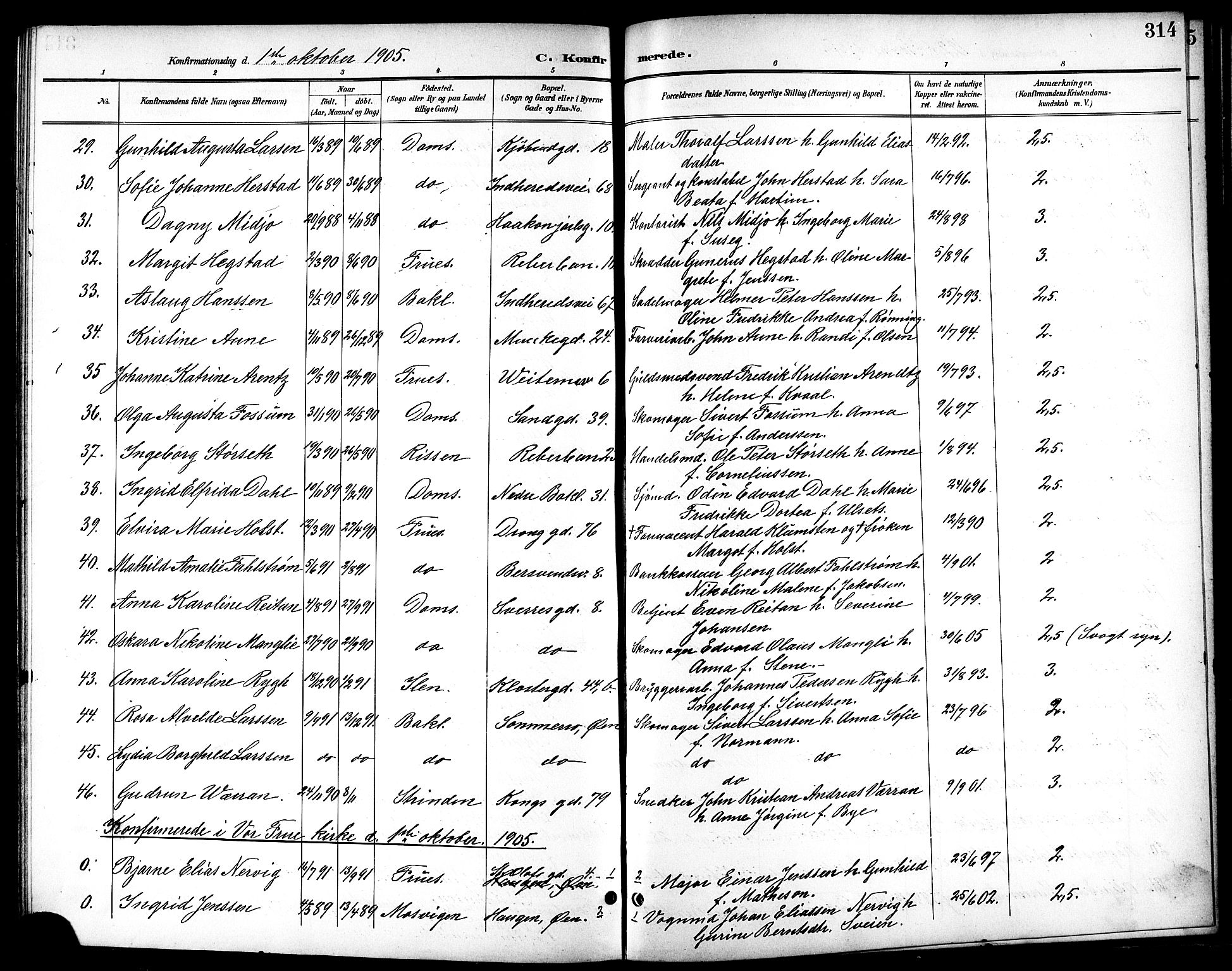 Ministerialprotokoller, klokkerbøker og fødselsregistre - Sør-Trøndelag, SAT/A-1456/601/L0094: Parish register (copy) no. 601C12, 1898-1911, p. 314