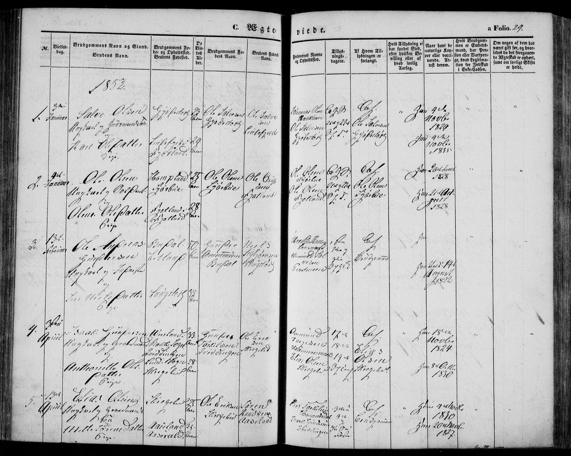 Bakke sokneprestkontor, SAK/1111-0002/F/Fa/Faa/L0005: Parish register (official) no. A 5, 1847-1855, p. 29