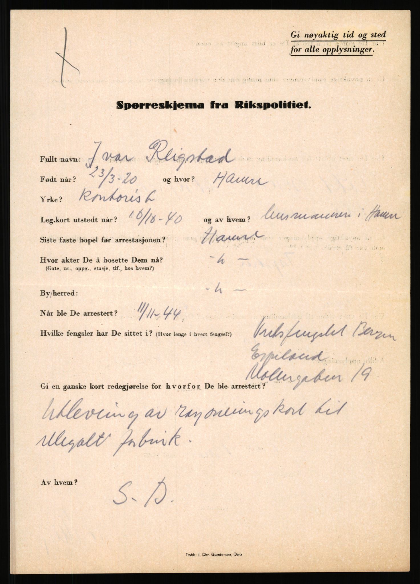 Rikspolitisjefen, AV/RA-S-1560/L/L0014: Pettersen, Aksel - Savosnick, Ernst, 1940-1945, p. 429