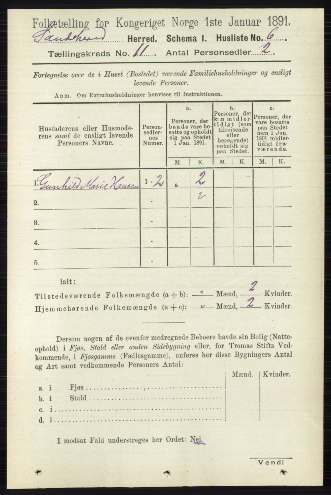 RA, 1891 census for 0724 Sandeherred, 1891, p. 6617