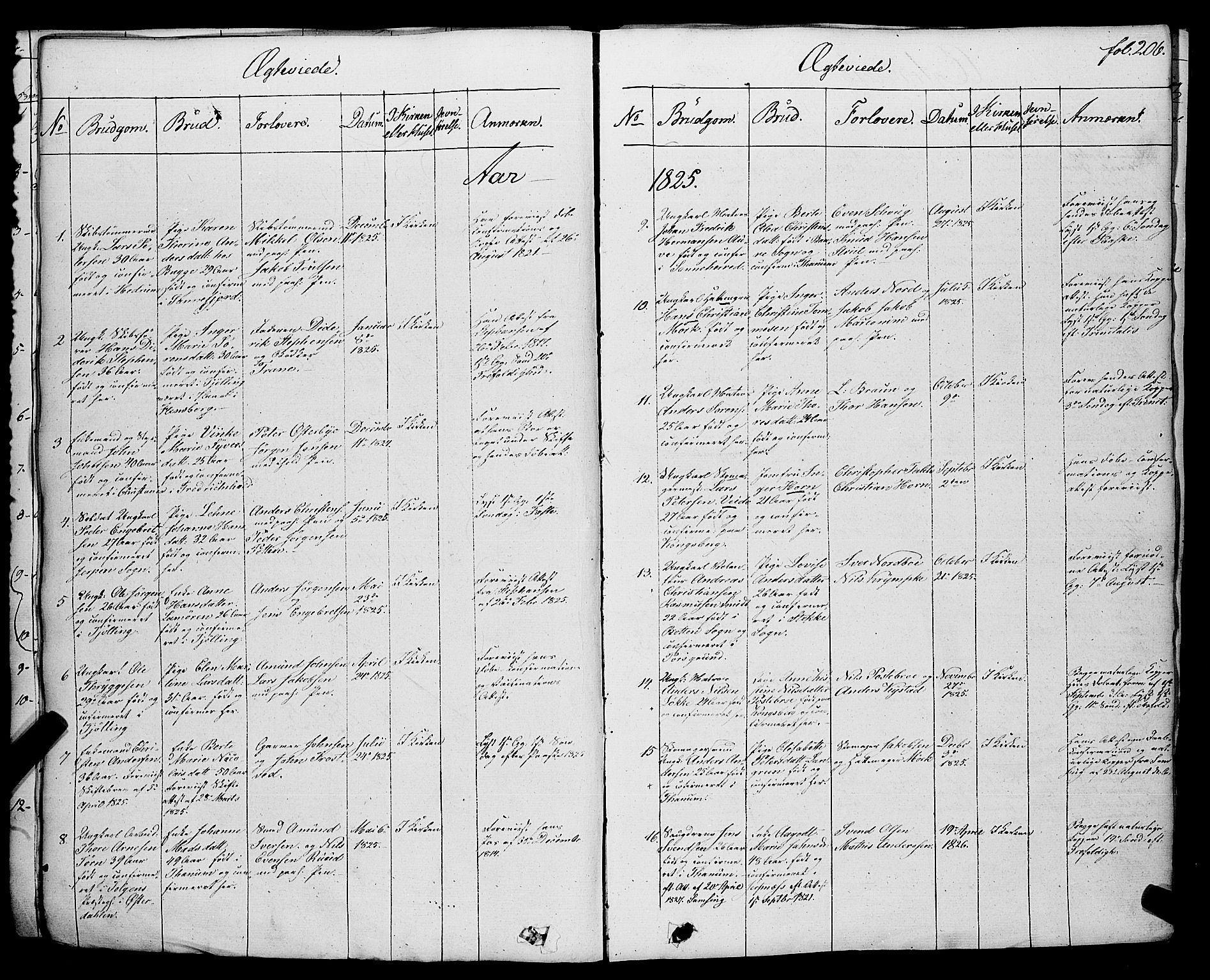Larvik kirkebøker, SAKO/A-352/F/Fa/L0002: Parish register (official) no. I 2, 1825-1847, p. 206