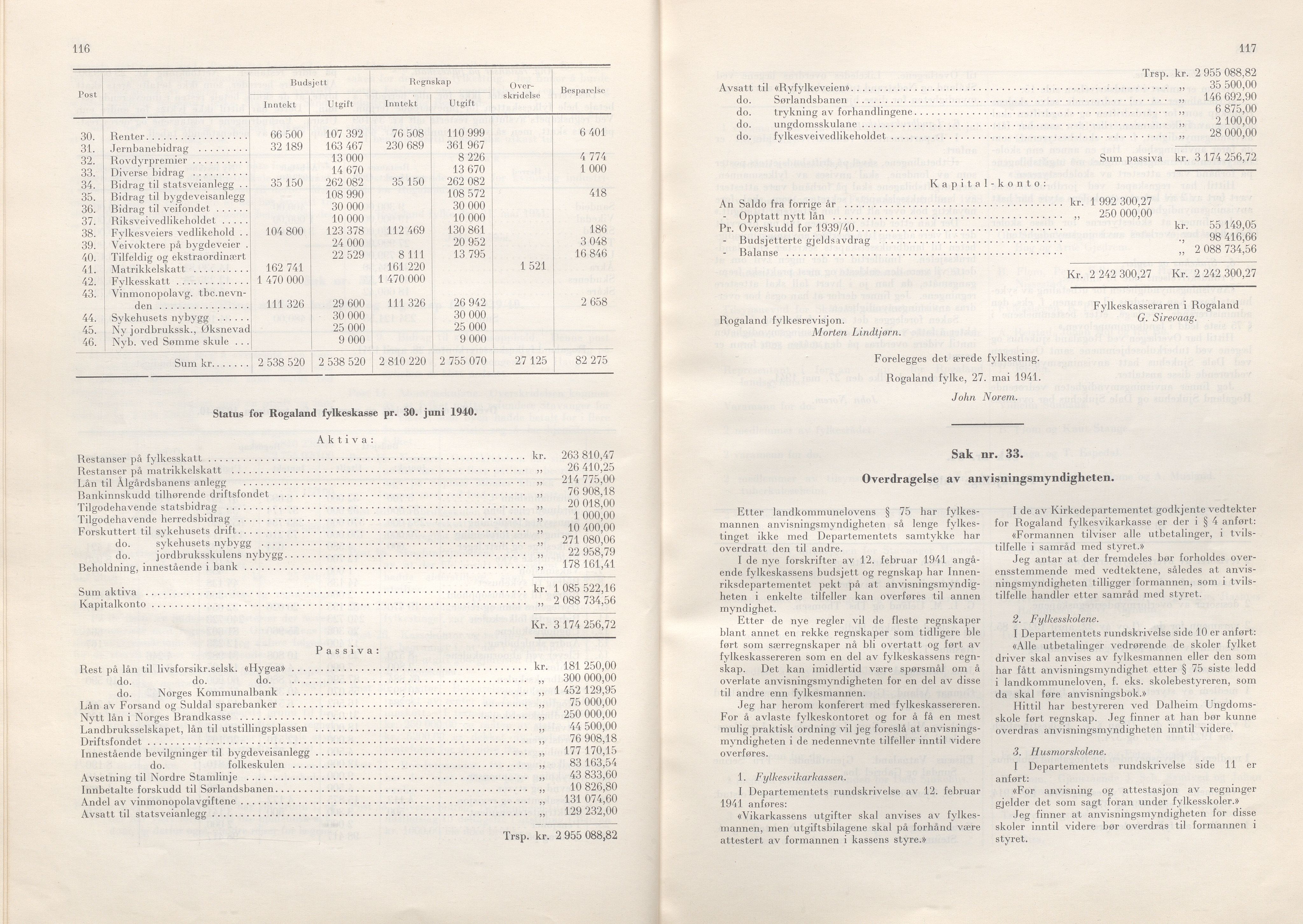 Rogaland fylkeskommune - Fylkesrådmannen , IKAR/A-900/A/Aa/Aaa/L0060: Møtebok , 1941, p. 116-117