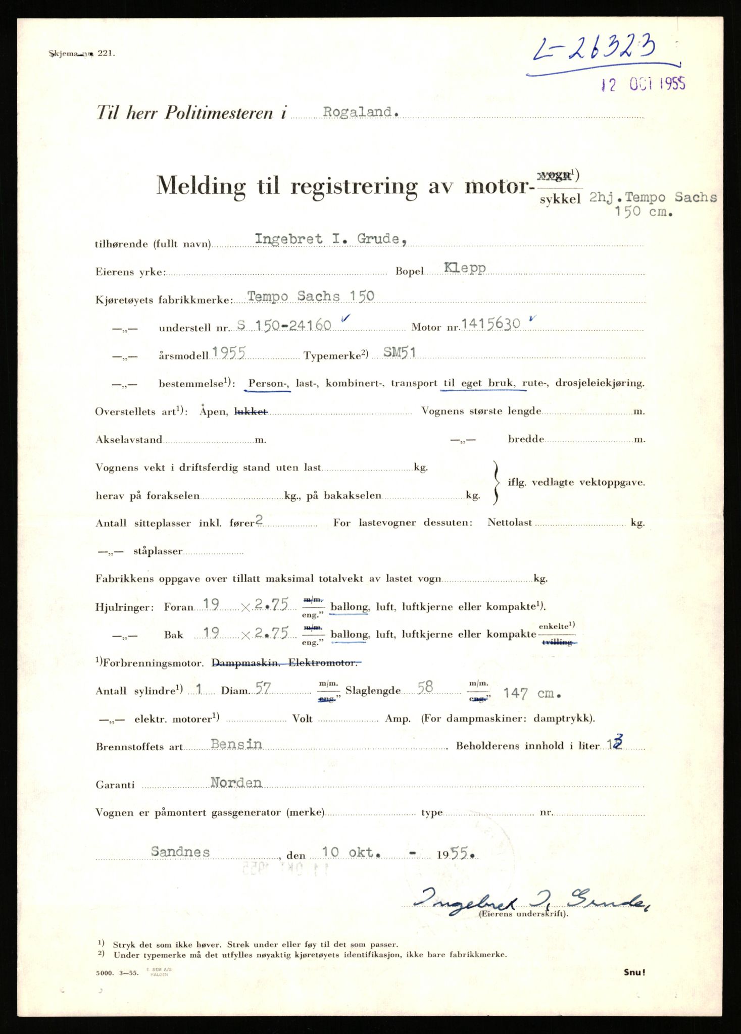 Stavanger trafikkstasjon, SAST/A-101942/0/F/L0044: L-26300 - L-26999, 1930-1971, p. 57