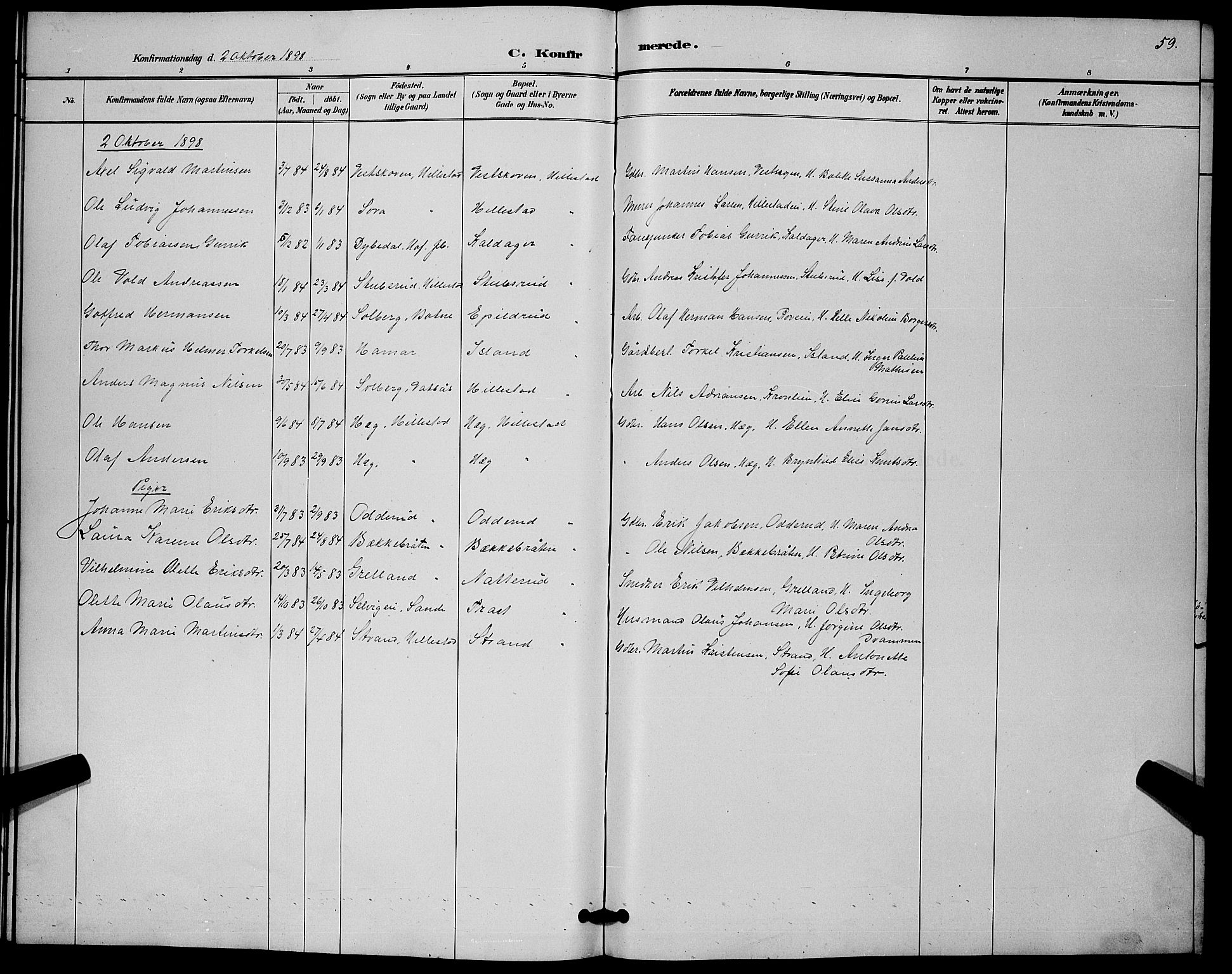 Botne kirkebøker, SAKO/A-340/G/Gb/L0003: Parish register (copy) no. II 3, 1887-1899, p. 59
