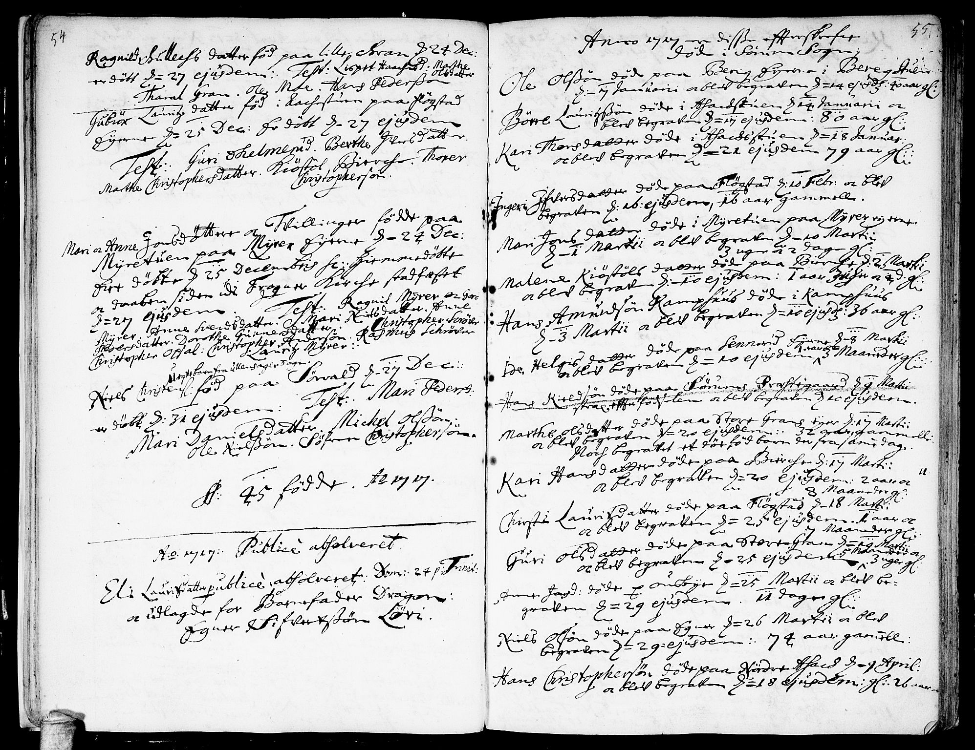 Sørum prestekontor Kirkebøker, AV/SAO-A-10303/F/Fa/L0001: Parish register (official) no. I 1, 1710-1730, p. 54-55