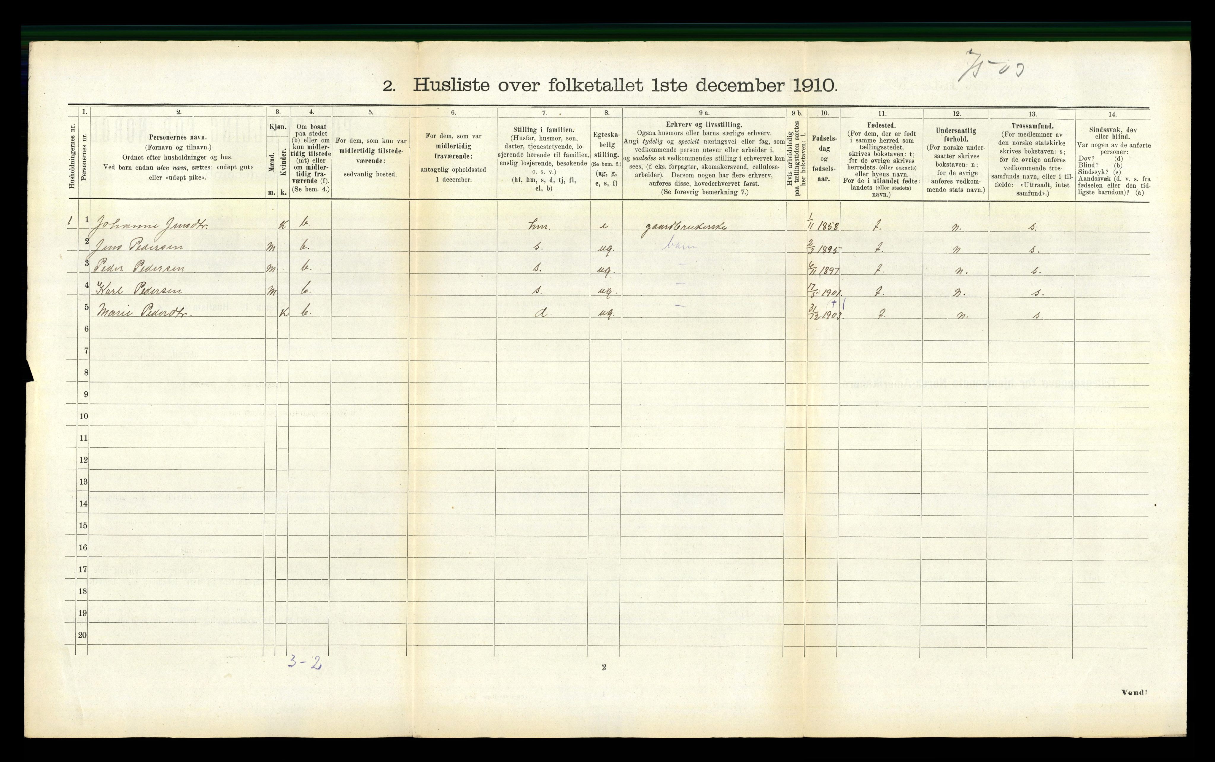 RA, 1910 census for Vanylven, 1910, p. 186