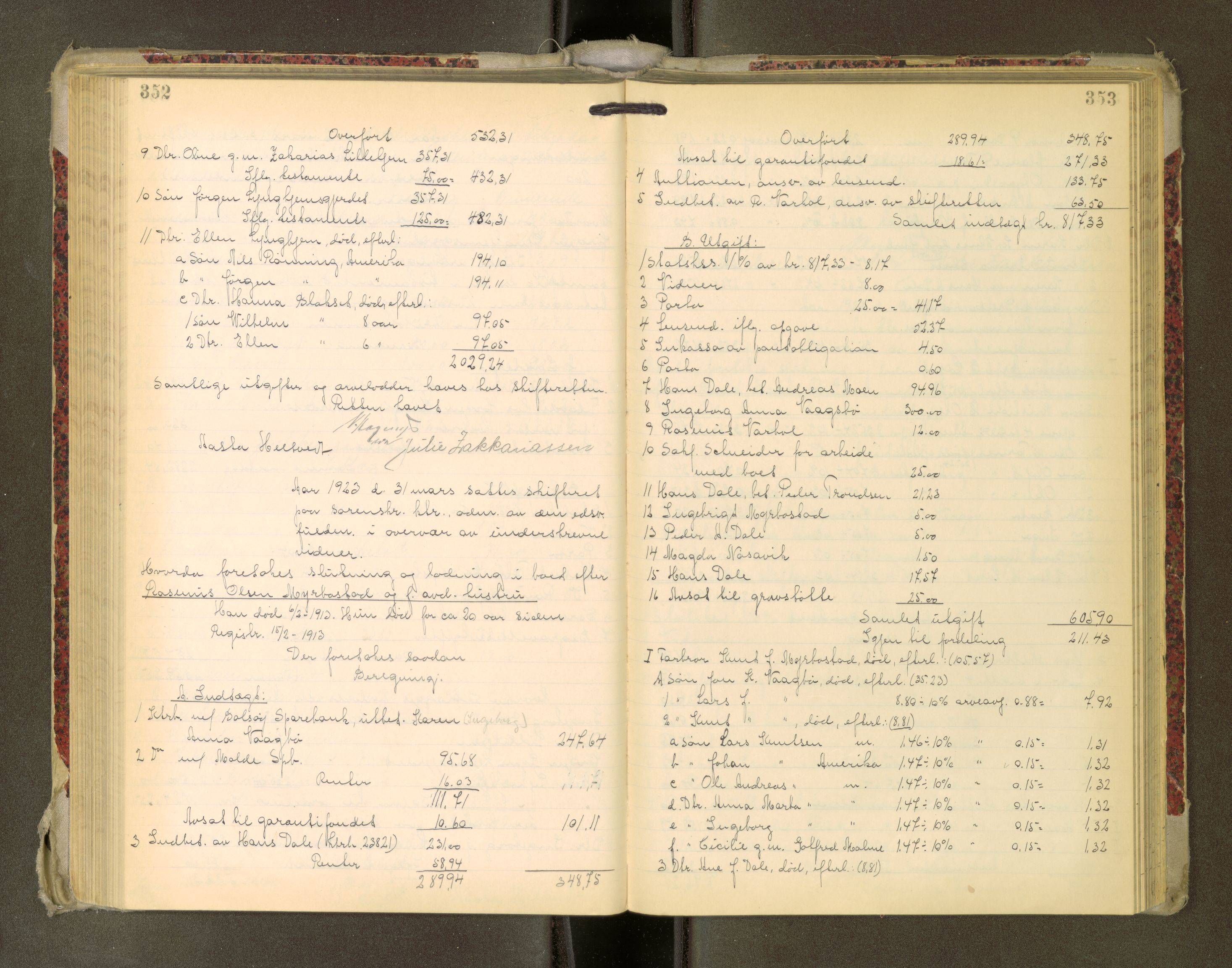Romsdal sorenskriveri, AV/SAT-A-4149/1/3/3A/L0022: Skifteutlodnings Protokoll, 1920-1924, p. 352-353