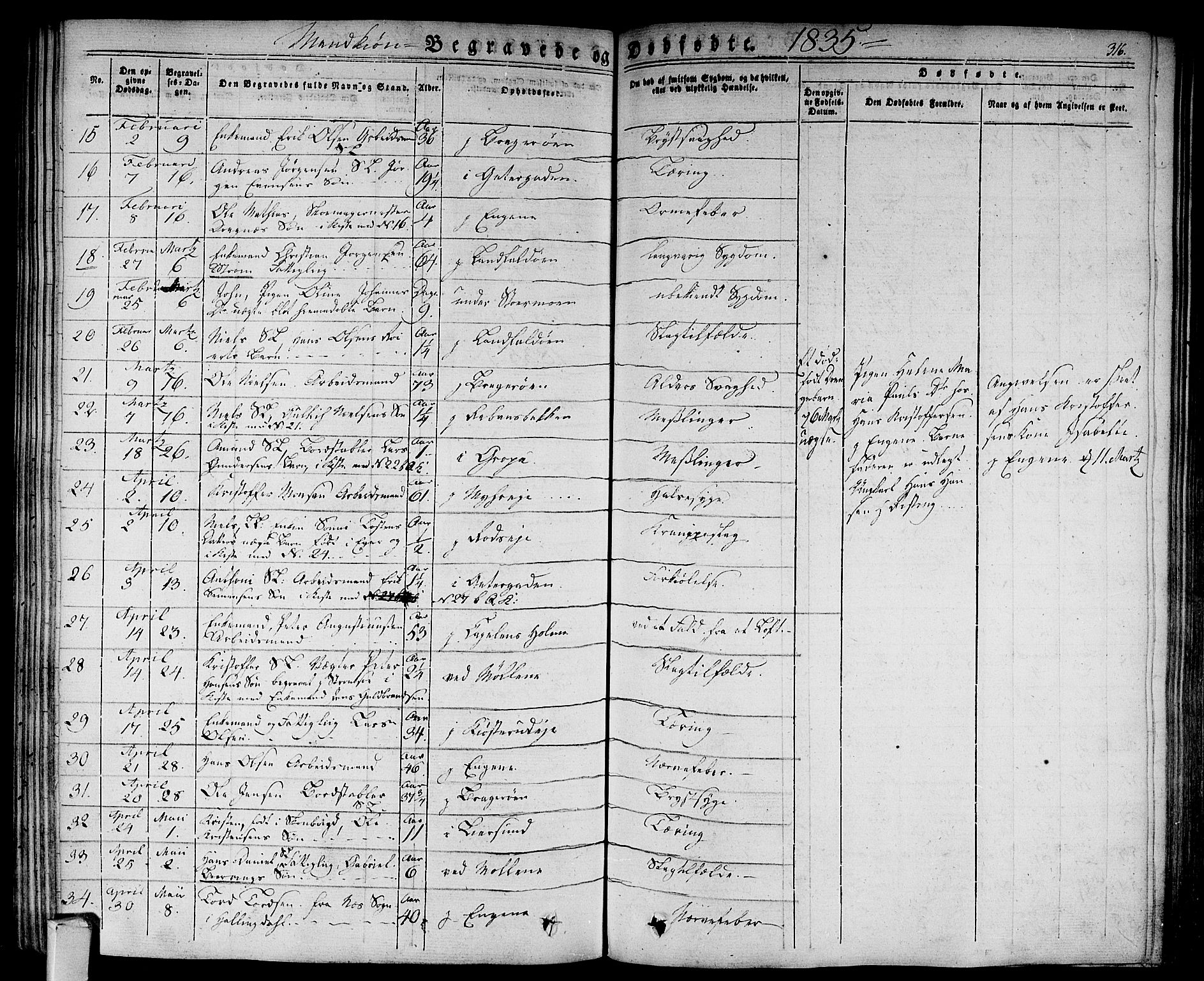 Bragernes kirkebøker, AV/SAKO-A-6/F/Fb/L0001: Parish register (official) no. II 1, 1830-1847, p. 316