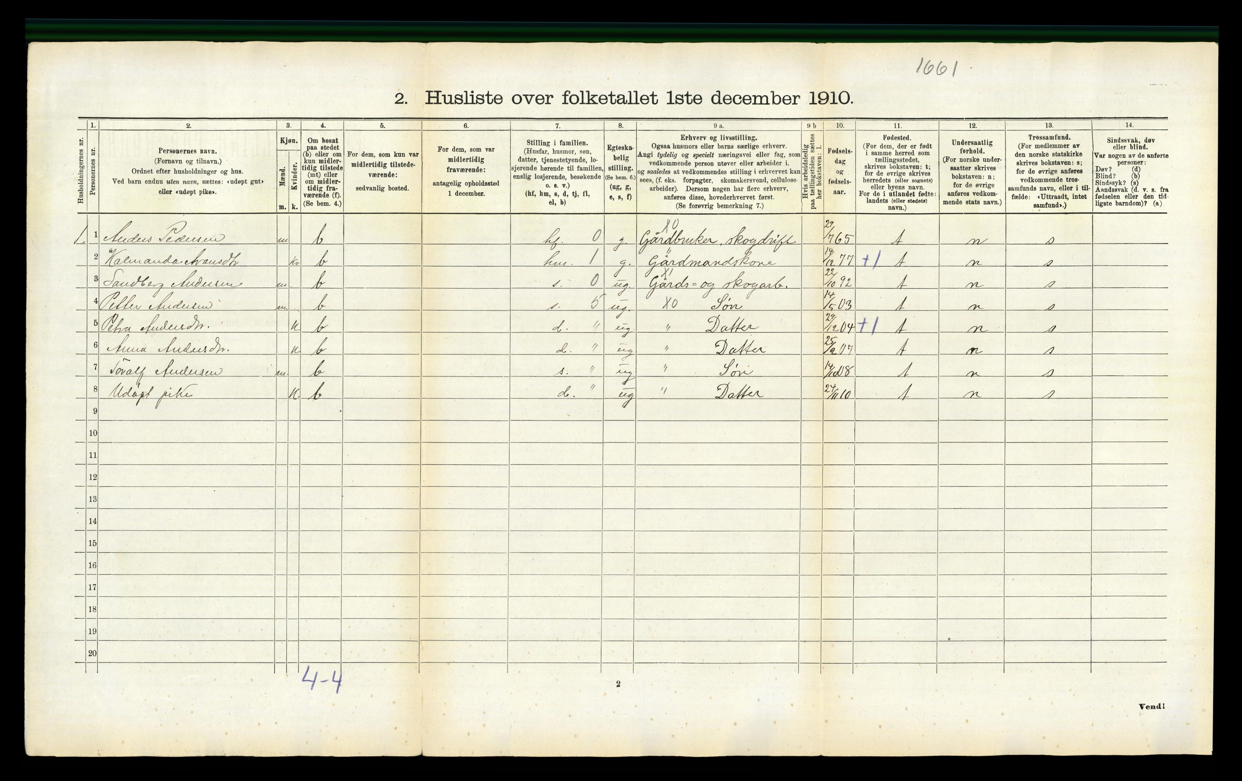 RA, 1910 census for Beiarn, 1910, p. 606