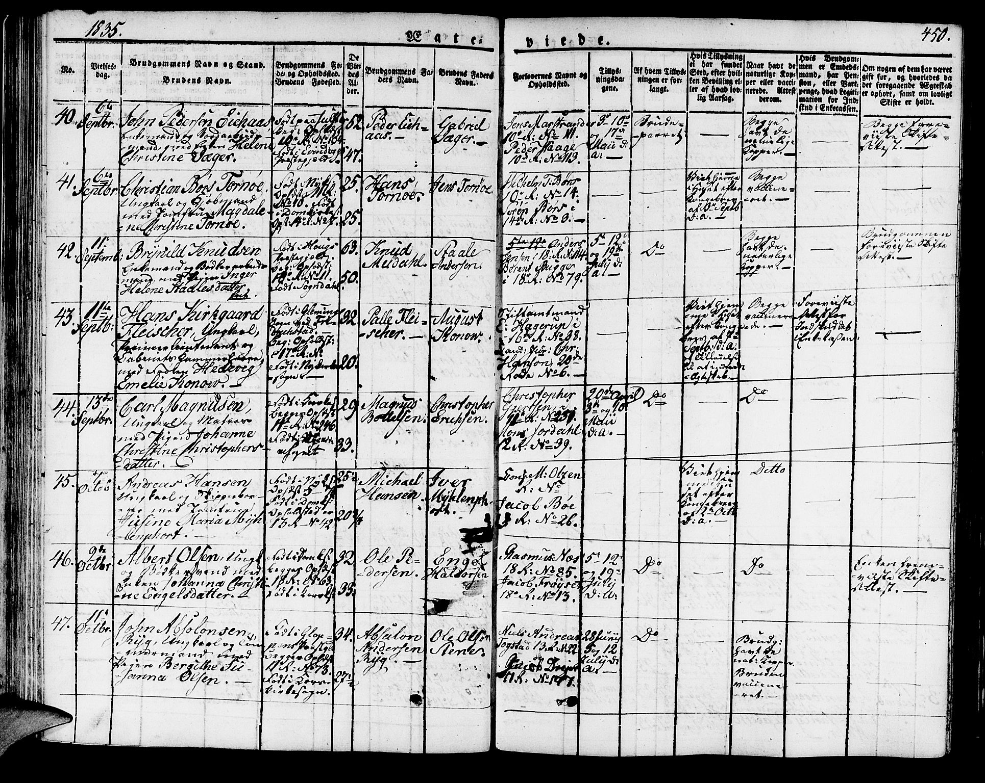 Domkirken sokneprestembete, SAB/A-74801/H/Haa/L0012: Parish register (official) no. A 12, 1821-1840, p. 450